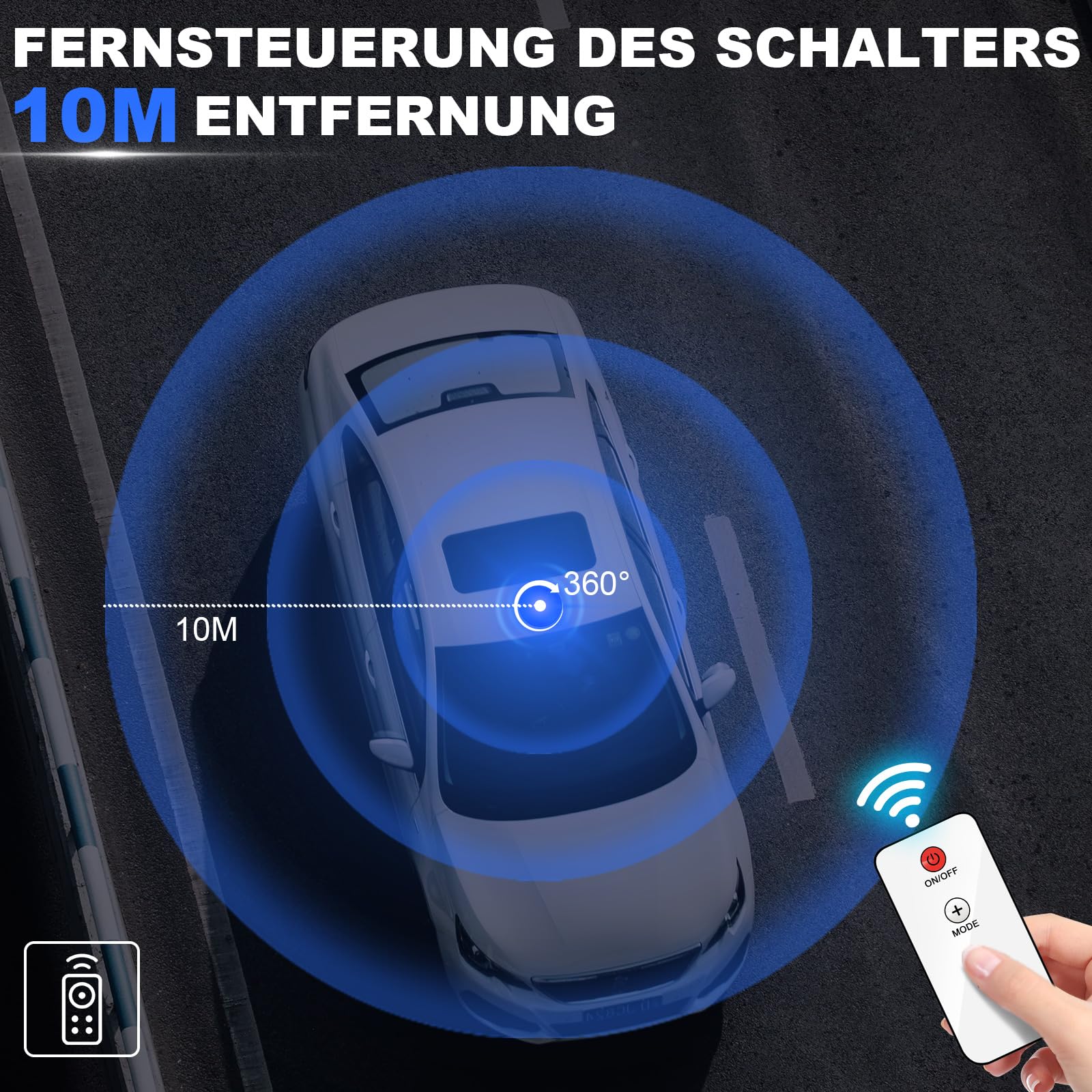 antom Rotativo Luz LED estroboscópica inalámbrico Con mando a distancia 12V-24V azul Luz de emergencia de magnético con tractores, carros de golf, UTV