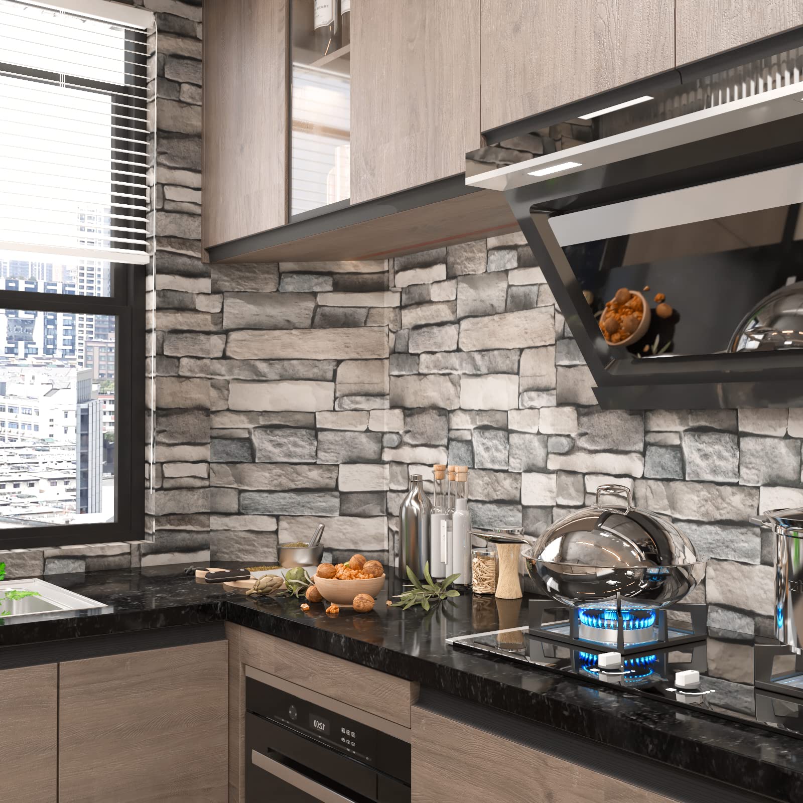 VOLEAAR White And Grey Brick Contact Paper 45 X 1000CM Peel And Stick Wallpaper Vinyl Self Adhesive Removable Waterproof Wall Paper For Wall