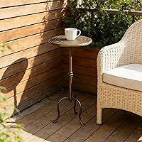 Vista 9 de Metal Side Table, Martini Style Coffee Table Vintage Small Round Aceent Table 23inch for Living Room Bedroom Antique
