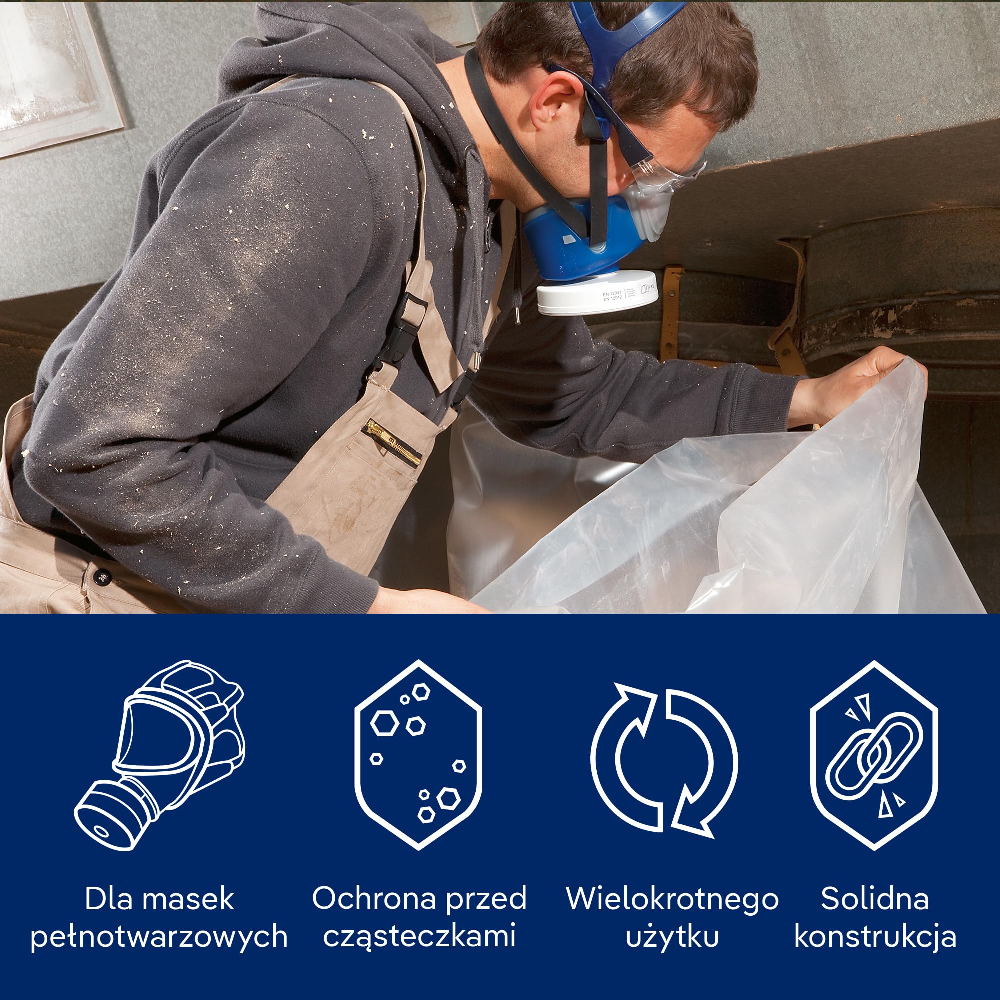 Dräger X-plore Rd40 filtr cząstek stałych 1140 P3 do aerozoli/cząstek | 3 Szt - filtr wymienny do pełnych i półmasek X-plore 4740 i 6300