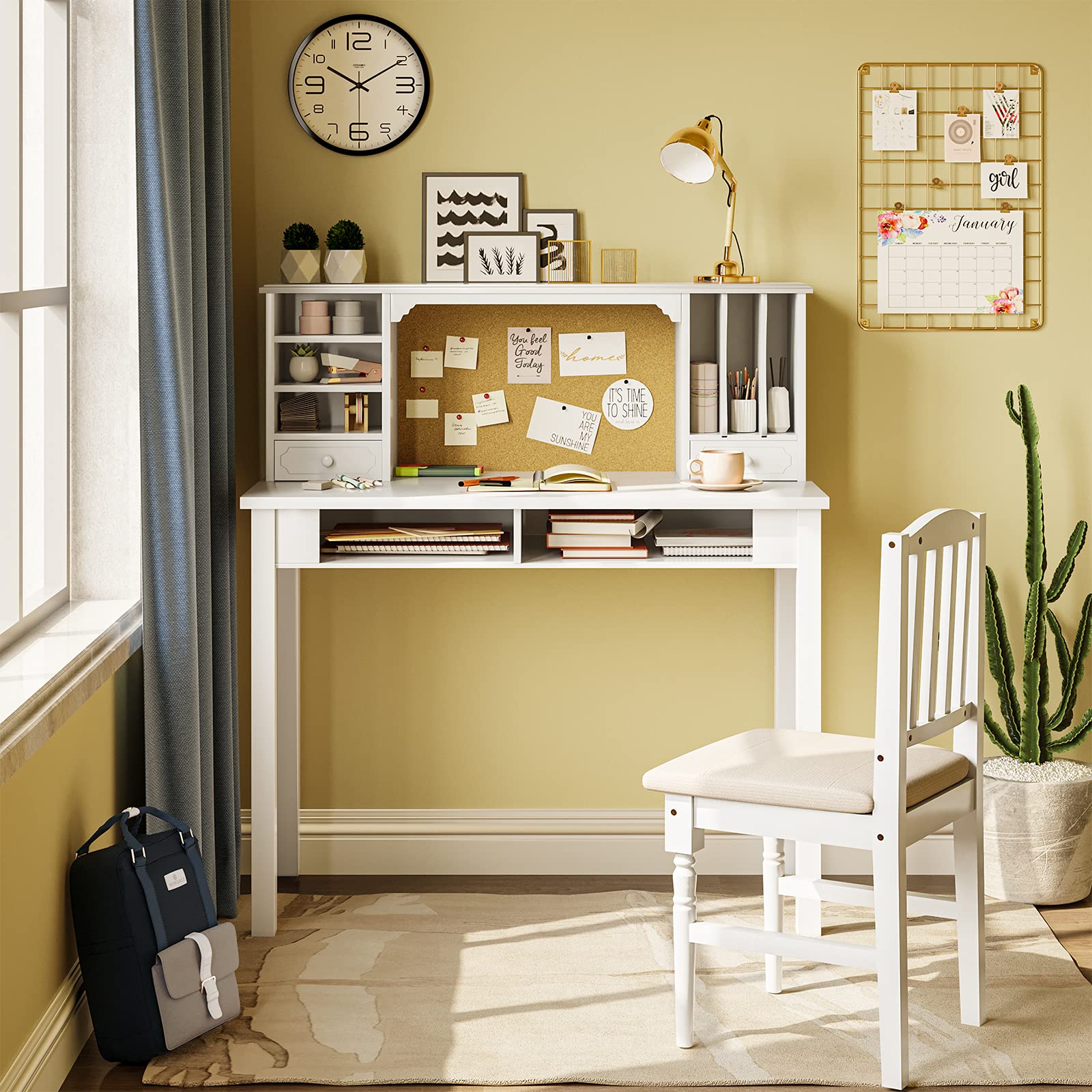 Buy ADORNEVE Home Office Study Desk,Kids Desk and Chair Set with Cork