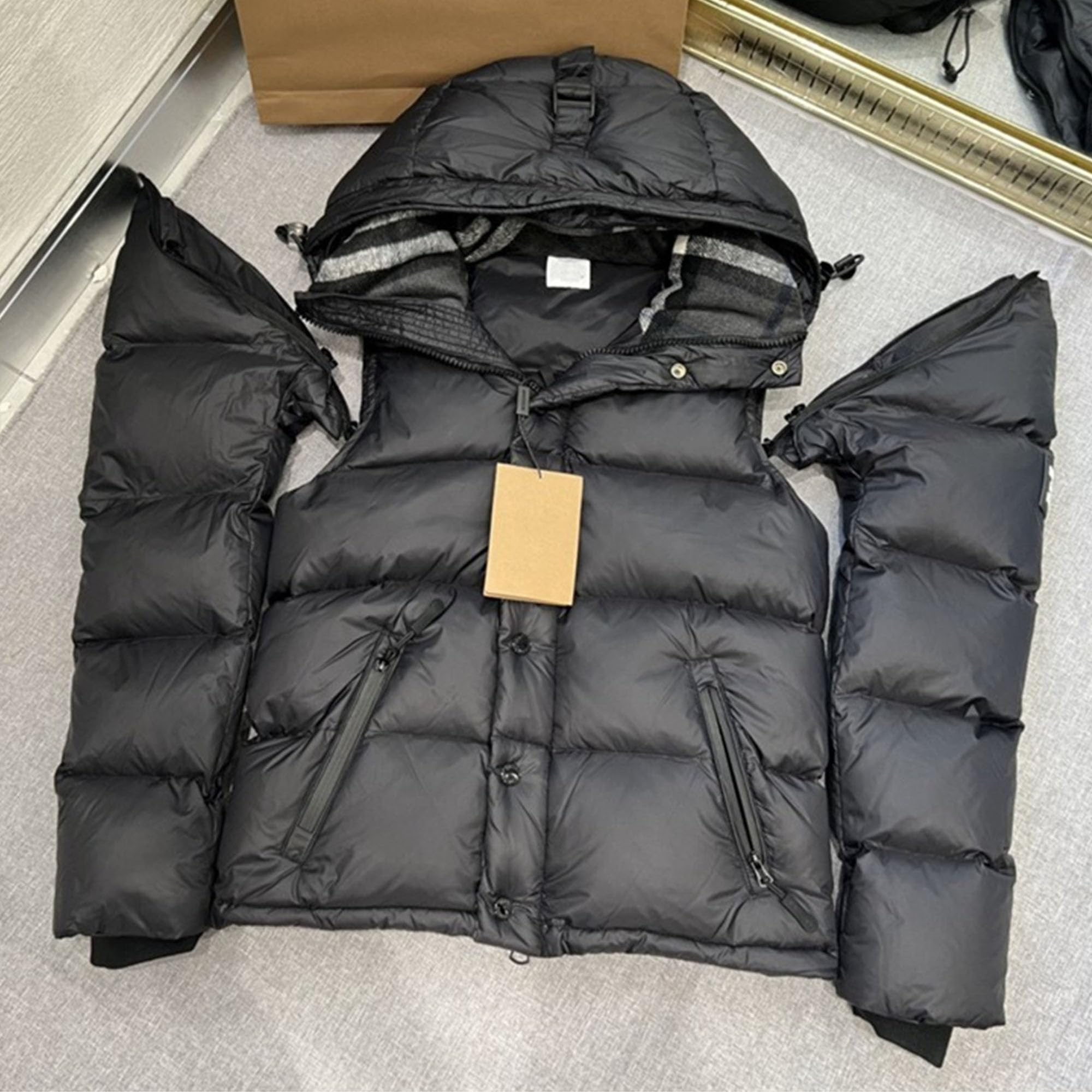 Warme Herrenjacke mit abnehmbaren Ärmeln, Pufferjacke für Herren, mit Kapuze, gepolsterte Daunenjacken