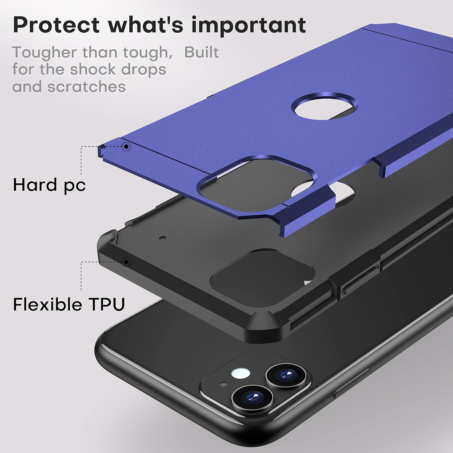 ImpactStrong Compatible with iPhone 11 Case, Heavy Duty Dual Layer Protection Cover Heavy Duty Case Designed for iPhone 11 - Navy Blue