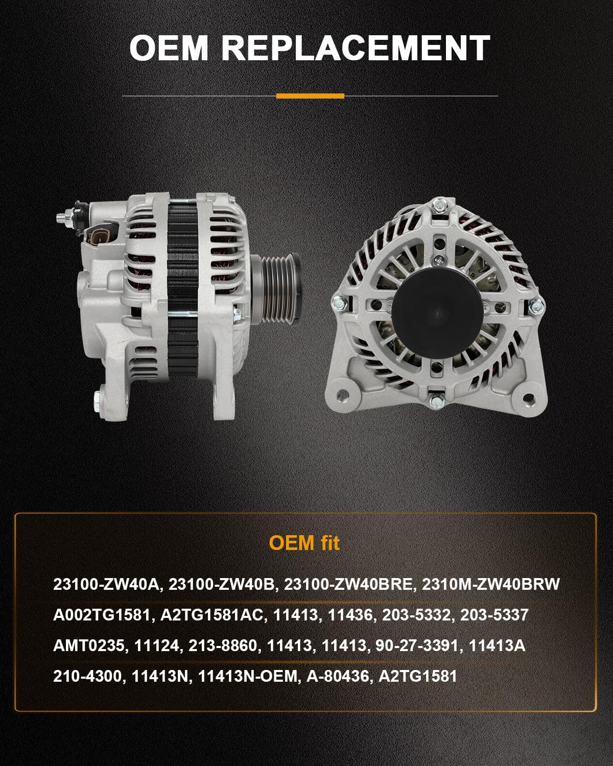 ROADFAR New Alternator Compatible for Nissan NV200 S/SV/Taxi 2.0L 2015,2010 for Nissan Sentra Luxury/Premium 2.0L,2010-2012 for Nissan Sentra Base/Custom/S/SL/SR/Emotion 2.0L, Replace 11413