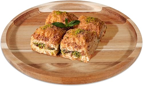 Miniatura 2 de Trademark Innovations Juego de 4 platos de madera de acacia de 11 pulgadas