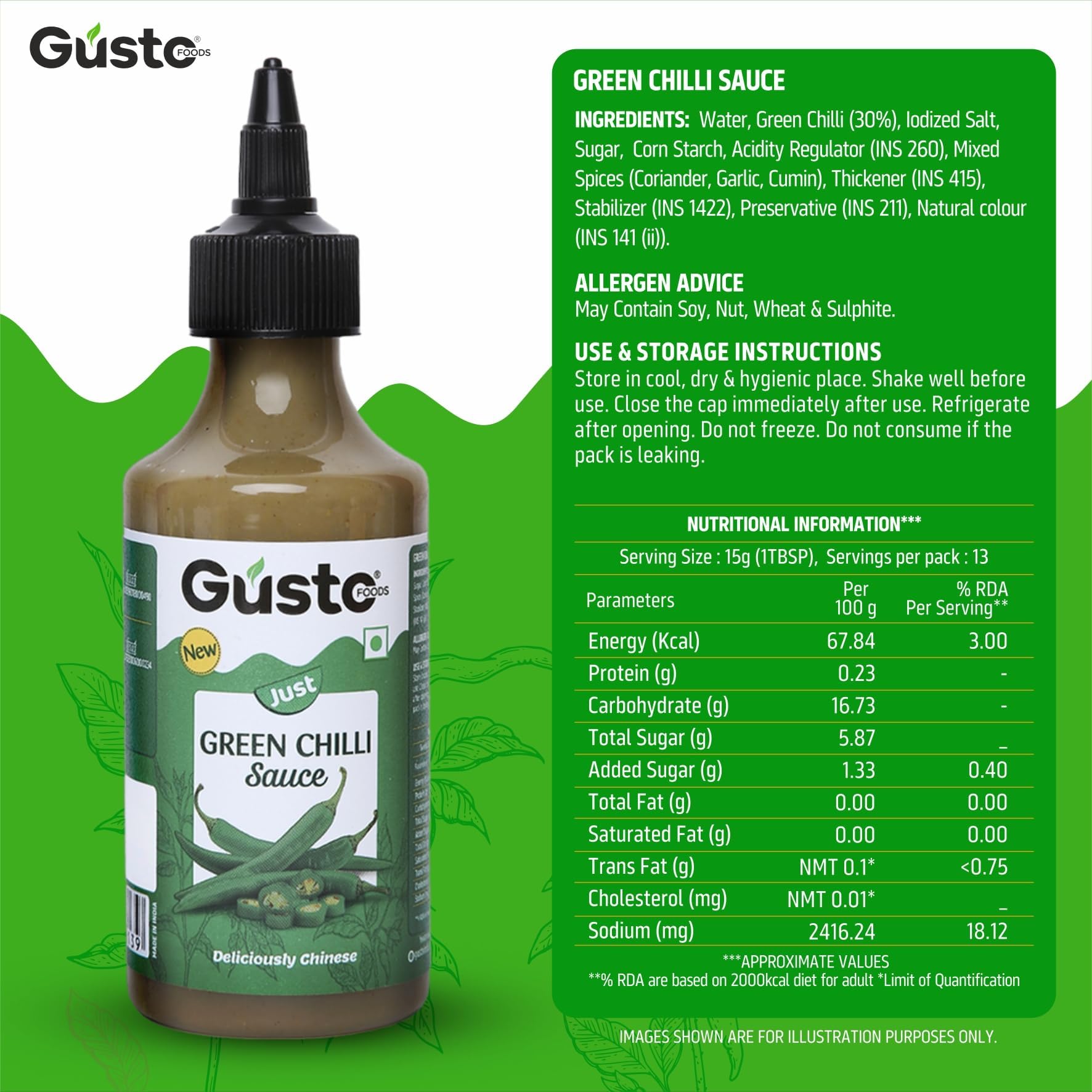 Gusto Foods Chinese Sauces Combo | Red & Green Chilli Sauce, Soya Sauce, Chilli Vinegar, Schezwan & Manchurian Gravy | Complete Pack for Chinese Dishes