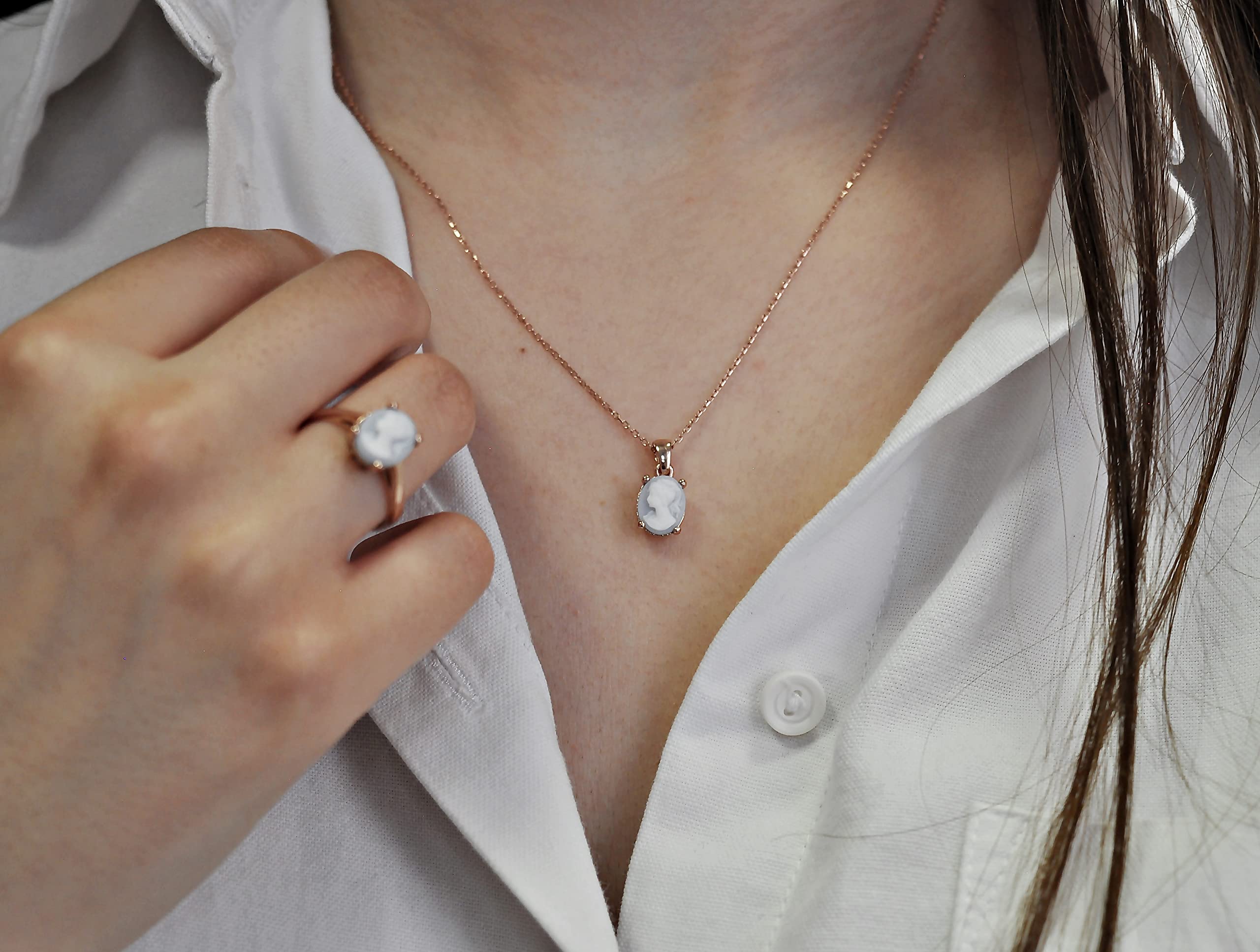 silber set schmuck 925 damen - Lady Cameo - Gemme - Antik - damen schmuck vintage stil - Geschenkset - Geschenk für Mama - mit Liebe Handgemacht - Schmuck Geschenke für Sie (Set: Ohrringe+Kette+Armreif+Ring)