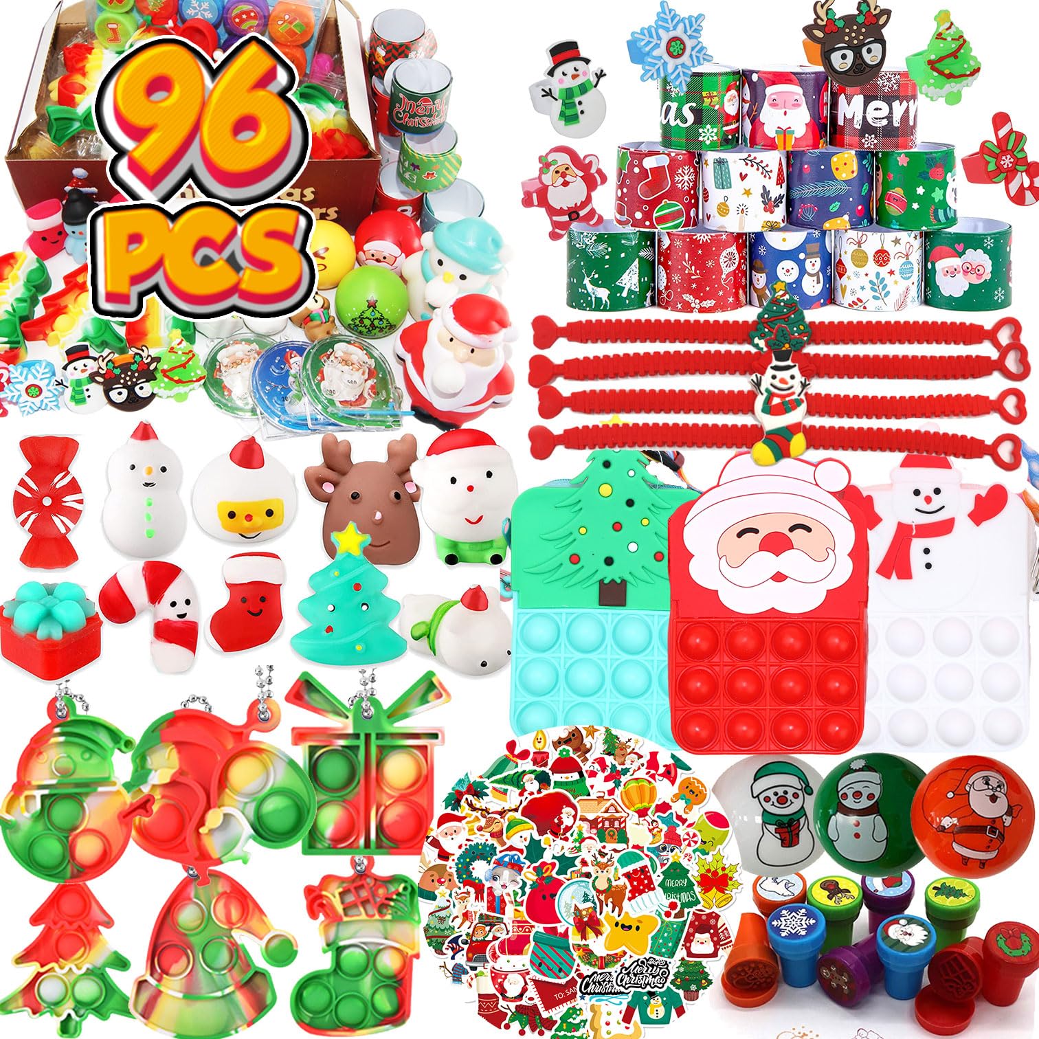 96PC Premium Christmas Party Favors for Kids 3-10 ages,Assortment Toys Stocking Stuffers Bulk,Goodie Bag Stuffers,Classroom Gifts,Christmas Prizes,Prize Box Filler,Carnival Prizes