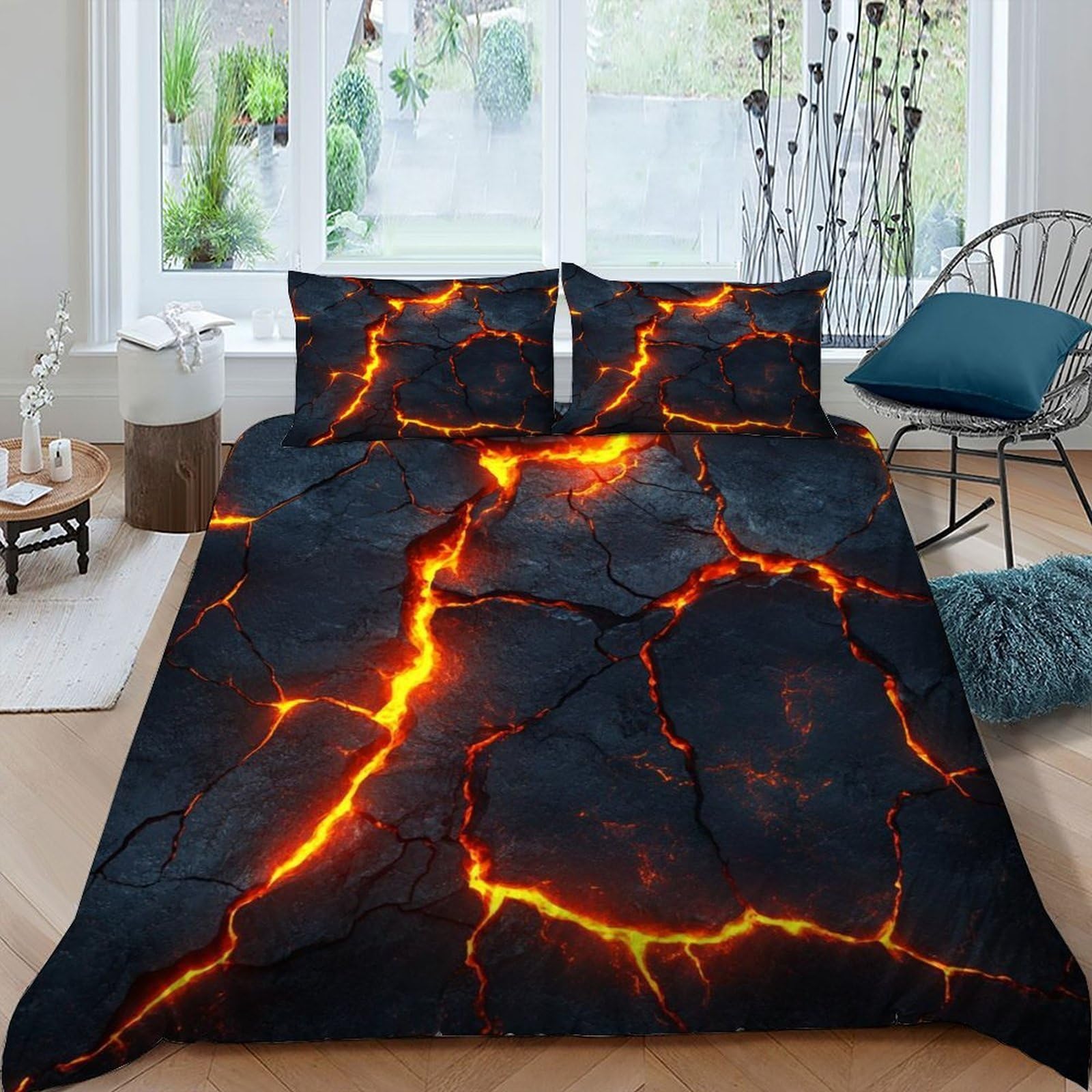 Linge de lit magma 3D King 220x240 : parure douce 3 pièces en microfibre de qualité supérieure