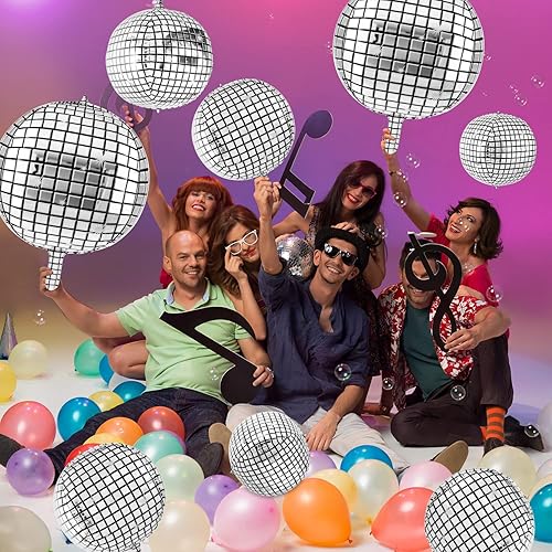Miniatura 7 de 30 globos de bola de discoteca de 32 pulgadas, 22 pulgadas, 10 pulgadas, 4D, decoraciones de fiesta de discoteca de los años 70, globos redondos