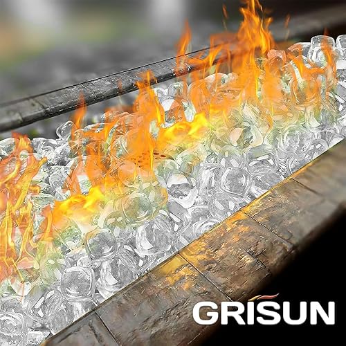 Miniatura 3 de GRISUN Cubos de vidrio ignífugo blanco transparente para hoguera, 20 libras, rocas de vidrio templado de 12 pulgada para chimenea natural o propano,