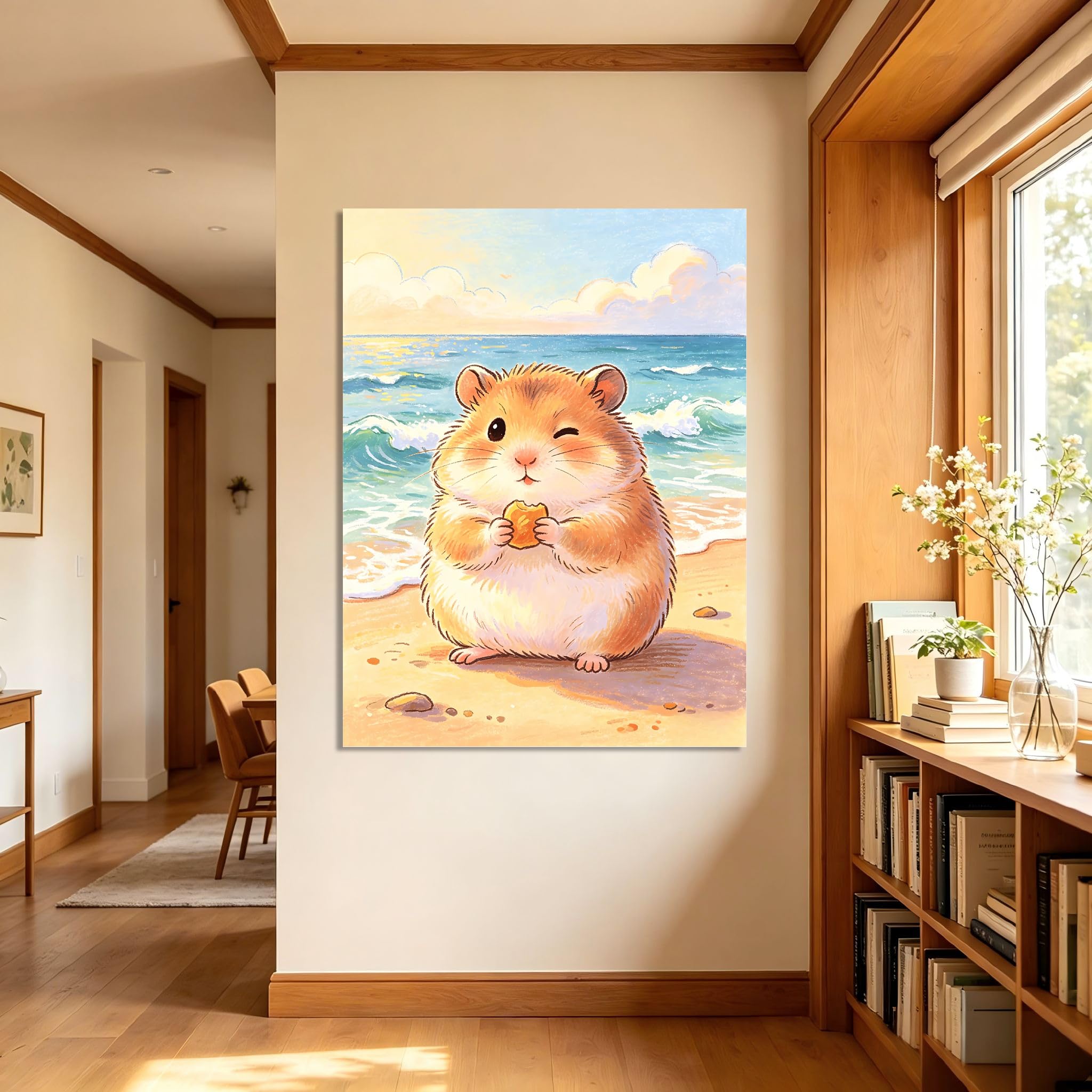 TNGHHSGA Cuentos de Aventuras de Zizi 4Cuadro Infantil de Hámster Adorable, Lienzo Decorativo para Habitación de Bebé, Niños y Sala de Juegos70x91cm Lienzo envuelto