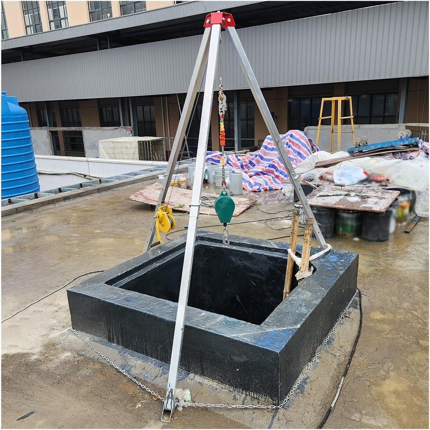HynJGih Confined Space Tripod Kit Aluminum Lifting Equipment, Emergency For Fire Fighting Safety Tools