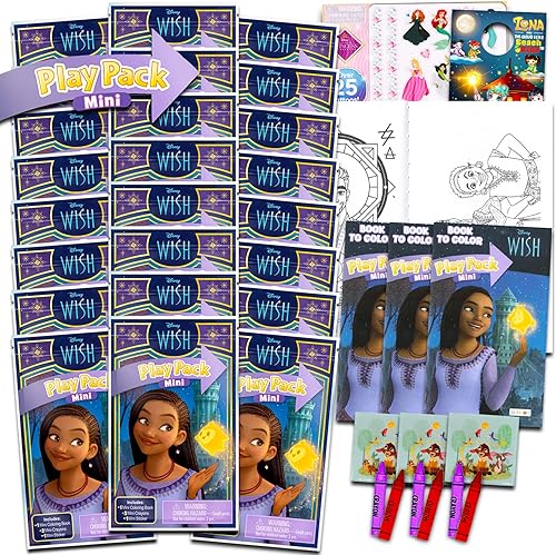 Miniatura 1 de Disney Wish Mini Party Favors Set para niños, paquete con 24 mini paquetes de juegos de deseos con páginas para colorear, calcomanías y más