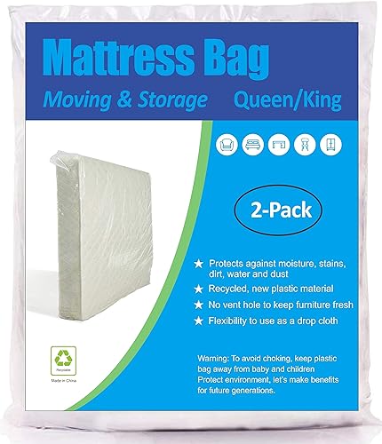 ComfortHome Bolsa de colchón para mudanza y almacenamiento, se adapta a colchones de tamaño Queen y King, paquete de 2