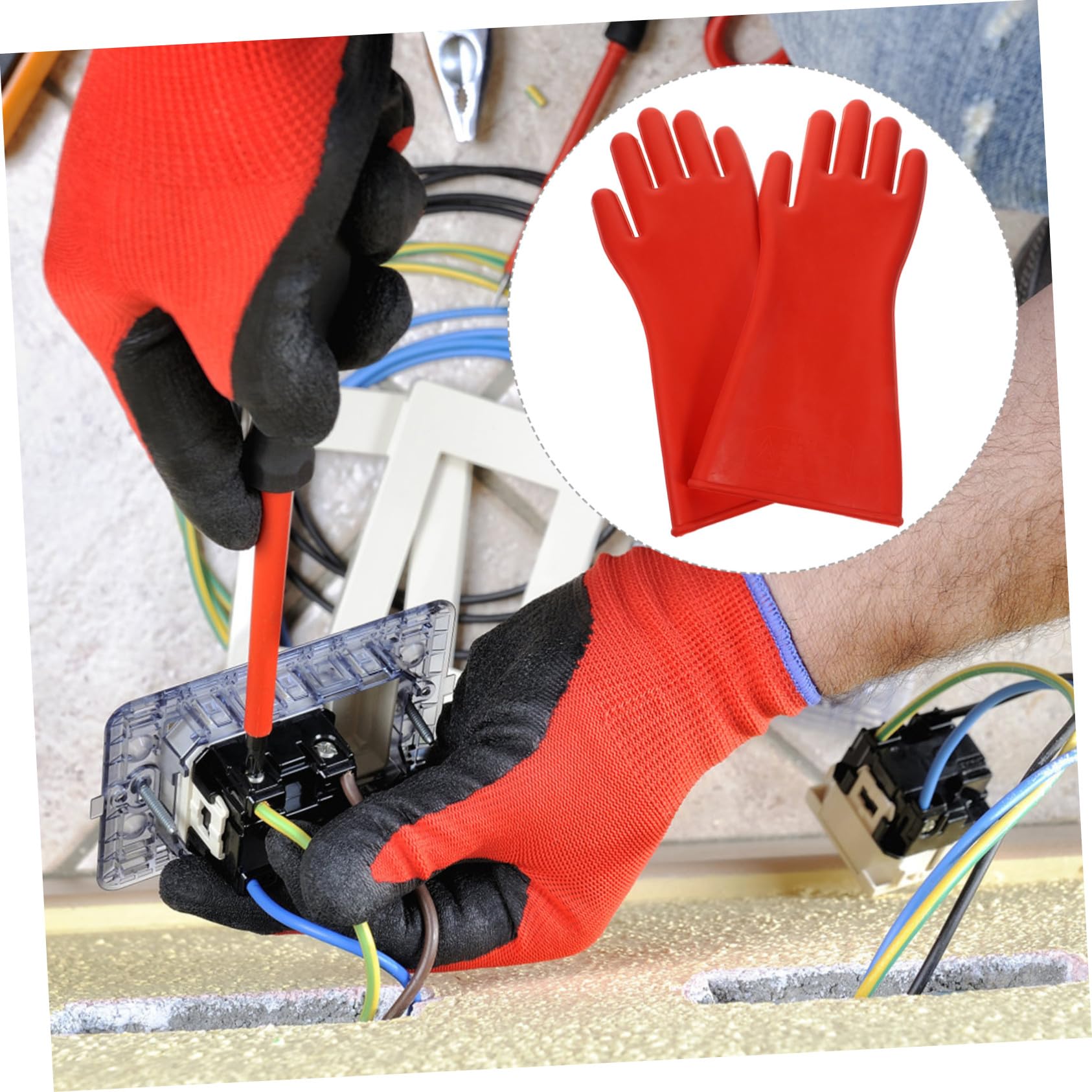 Cabilock Moufles Isolants Résistance Haute Pression en Caoutchouc Rouge pour Électricien Protection Confortable et Antidérapants pour Travail en Extérieur et Intérieur
