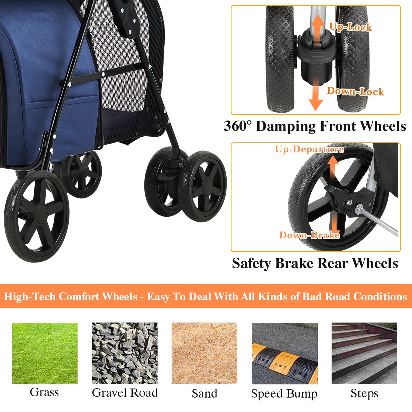 Buy VIAGDO 4in1 Double Pet Stroller for Dogs and Cats, 2 Detachable