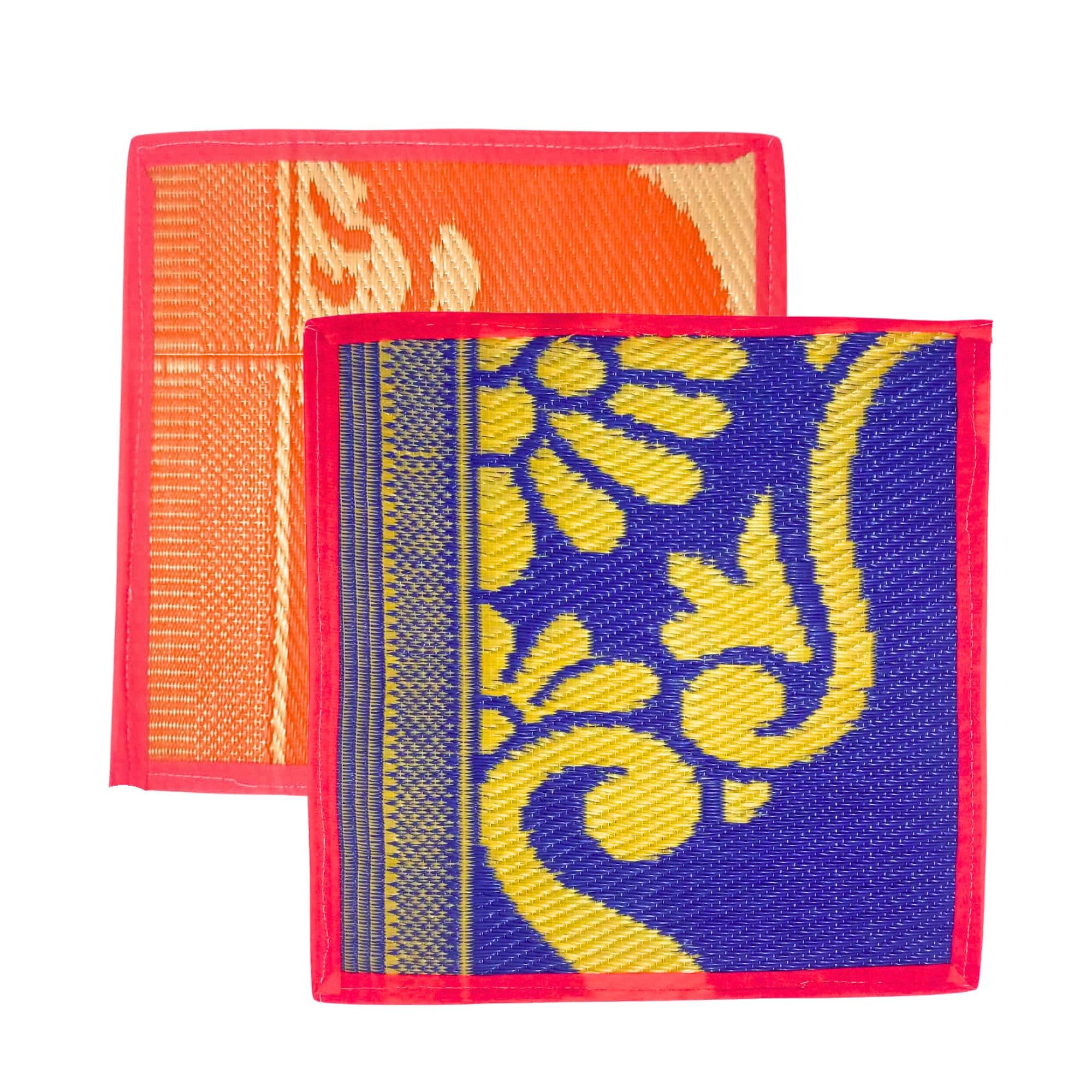 HOMITURE Multipurpose Plastic Aasan Mat for Puja, Meditation & Sitting Pack of 2 Foldable Lightweight Durable Floor Mats for Home Temple Travel Traditional Multicolor Design-image-39