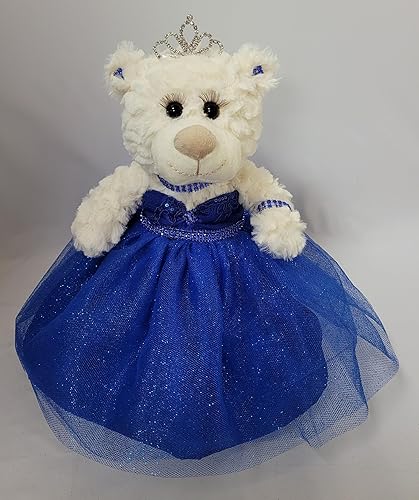 KINNEX COLLECTIONS SINCE 1997 Oso de peluche de quinceañera de 12 pulgadas con vestido pieza de centro ARC09831-15 azul rey