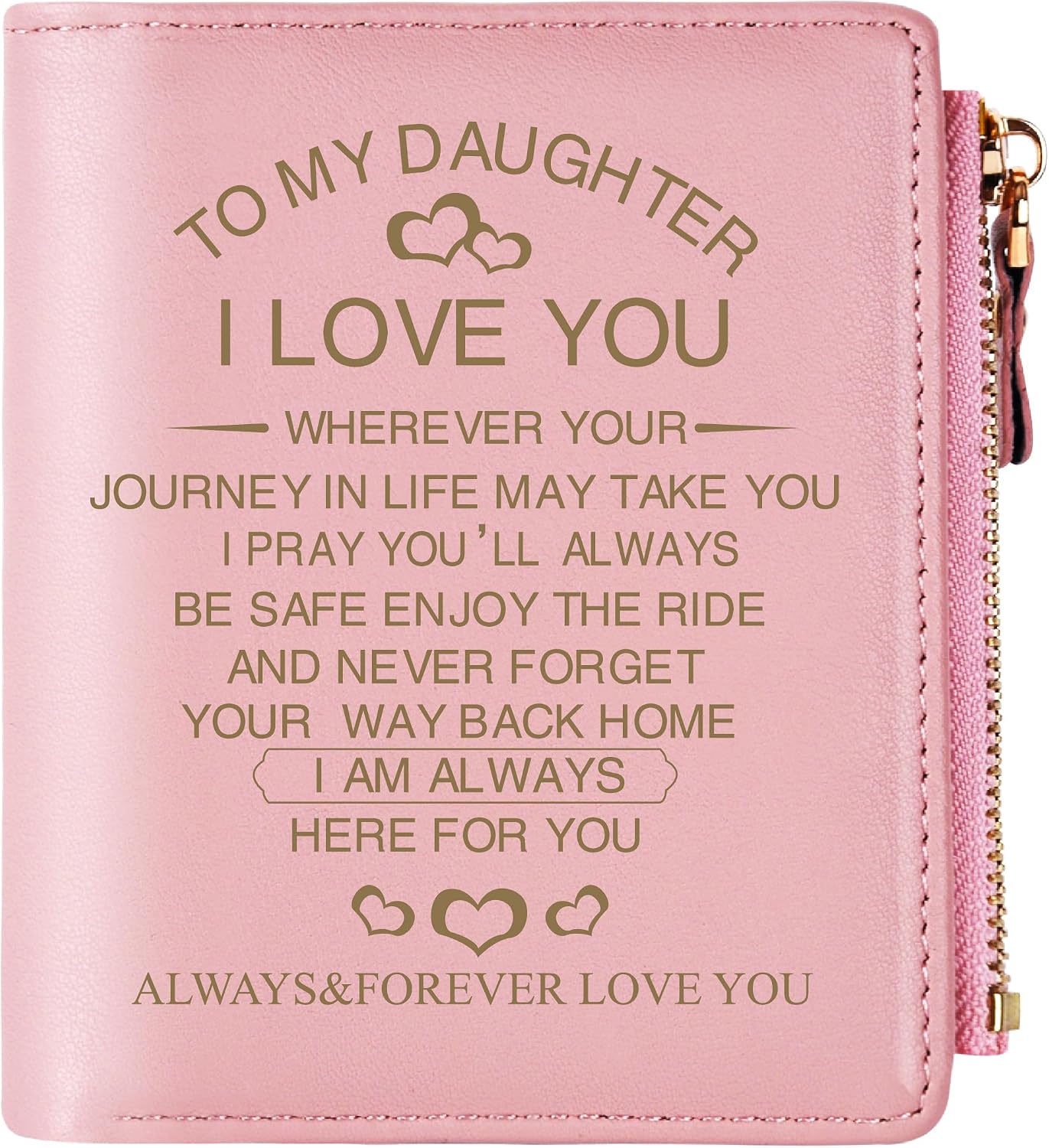 THTCSQ To My Daughter Gifts: Leather Wallet for Women, Personalized Engraved Wallet, Birthday & Graduation Gift for Her