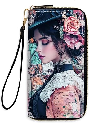 Women's Wallets Zip Leather with RFID Blocking,Credit Card Cash Phone Wallet Travel Purse Clutch Purse