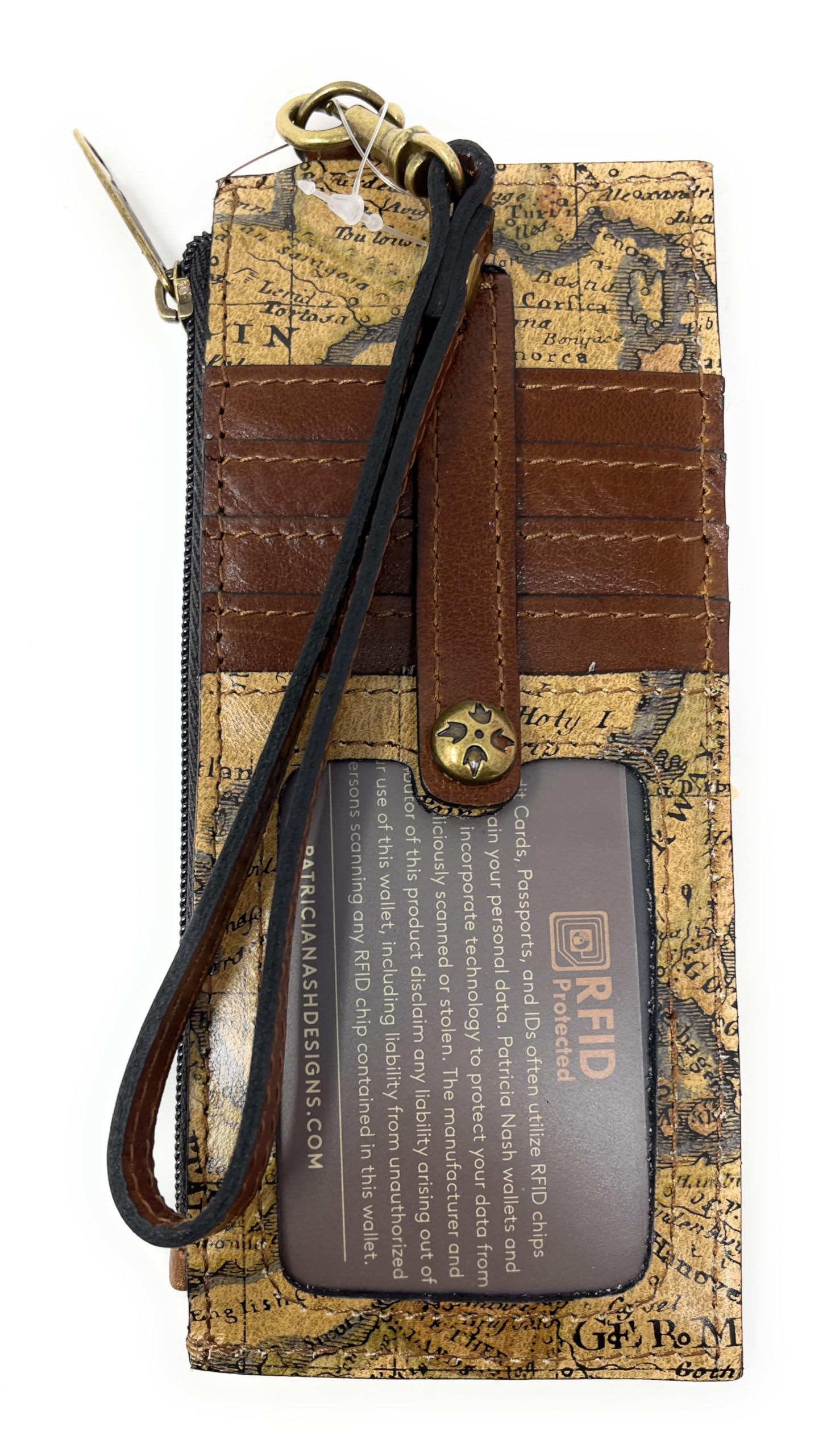 Patricia Nash Alanna Leather Wristlet Wallet, European Map