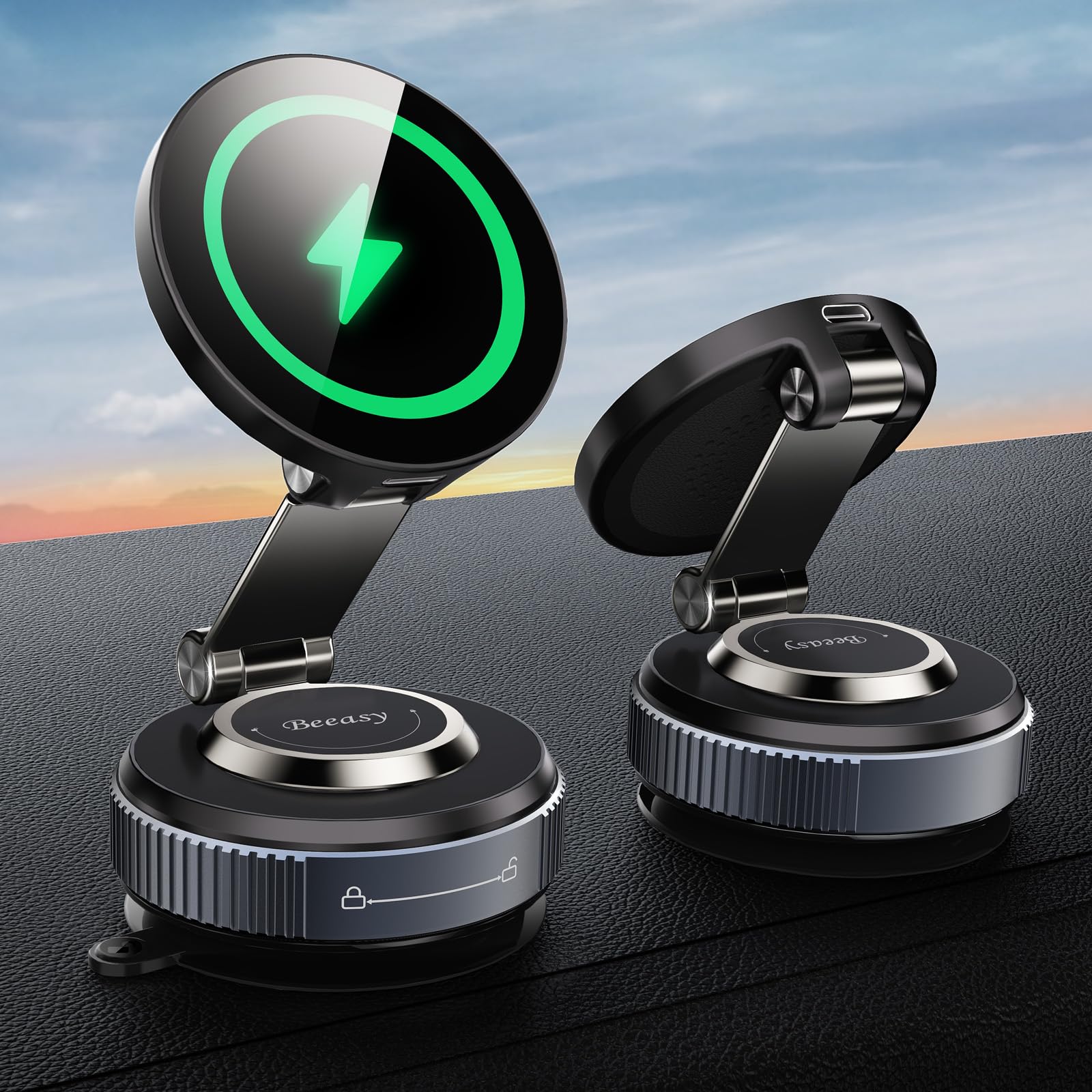Beeasy für MagSafe Autohalterung 15W Handyhalterung Auto mit Ladefunktion, Magsafe Ladegerät Kfz Magnet Wireless Car Charger mit Vakuum Saugnapf für iPhone 17 16 15 14 13 12 Pro Max
