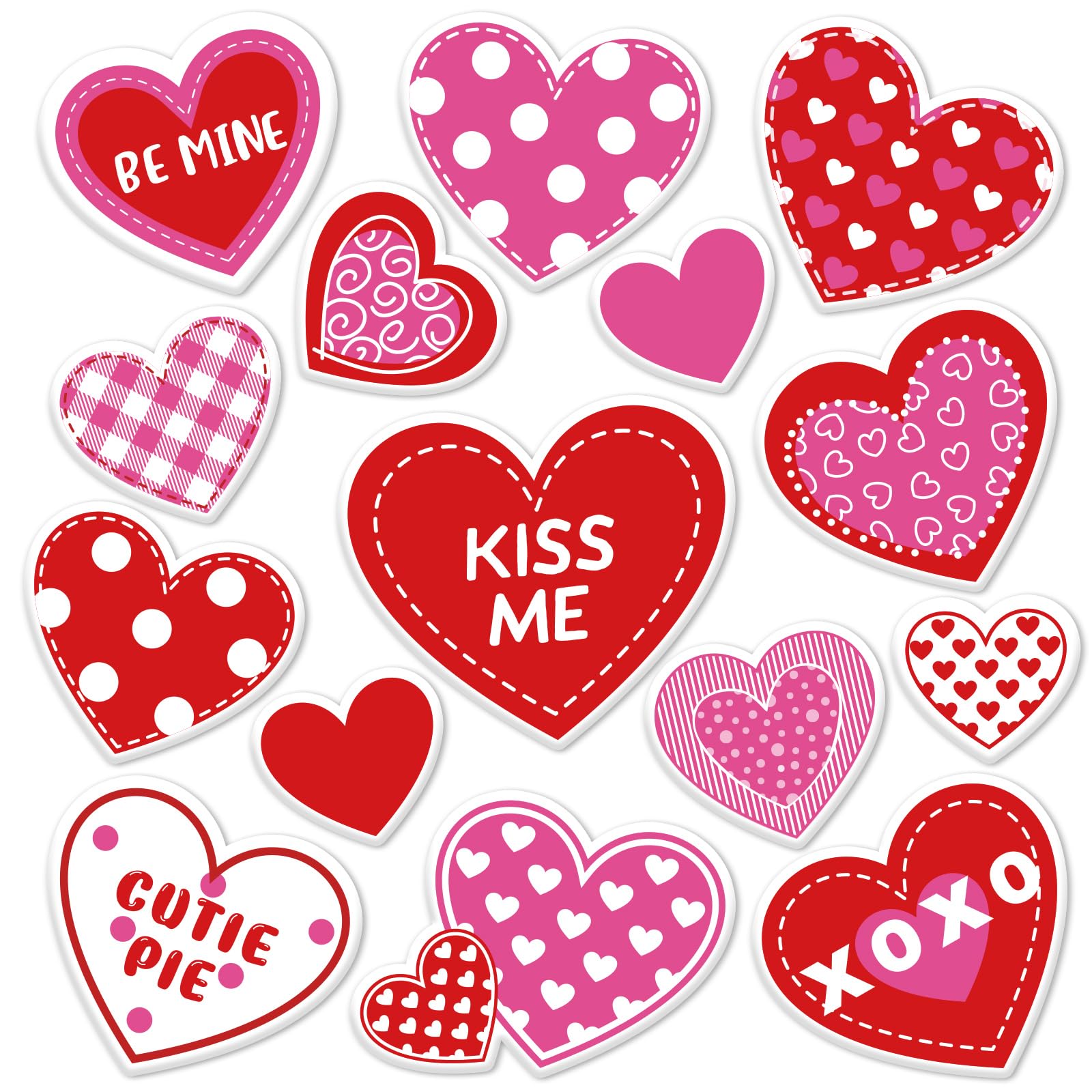 JarThenaAMCS Valentine's Day Thick Gel Clings Red Pink Love Heart Window Gel Decals for Wedding Anniversary Home Classroom Nursery Party Supplies