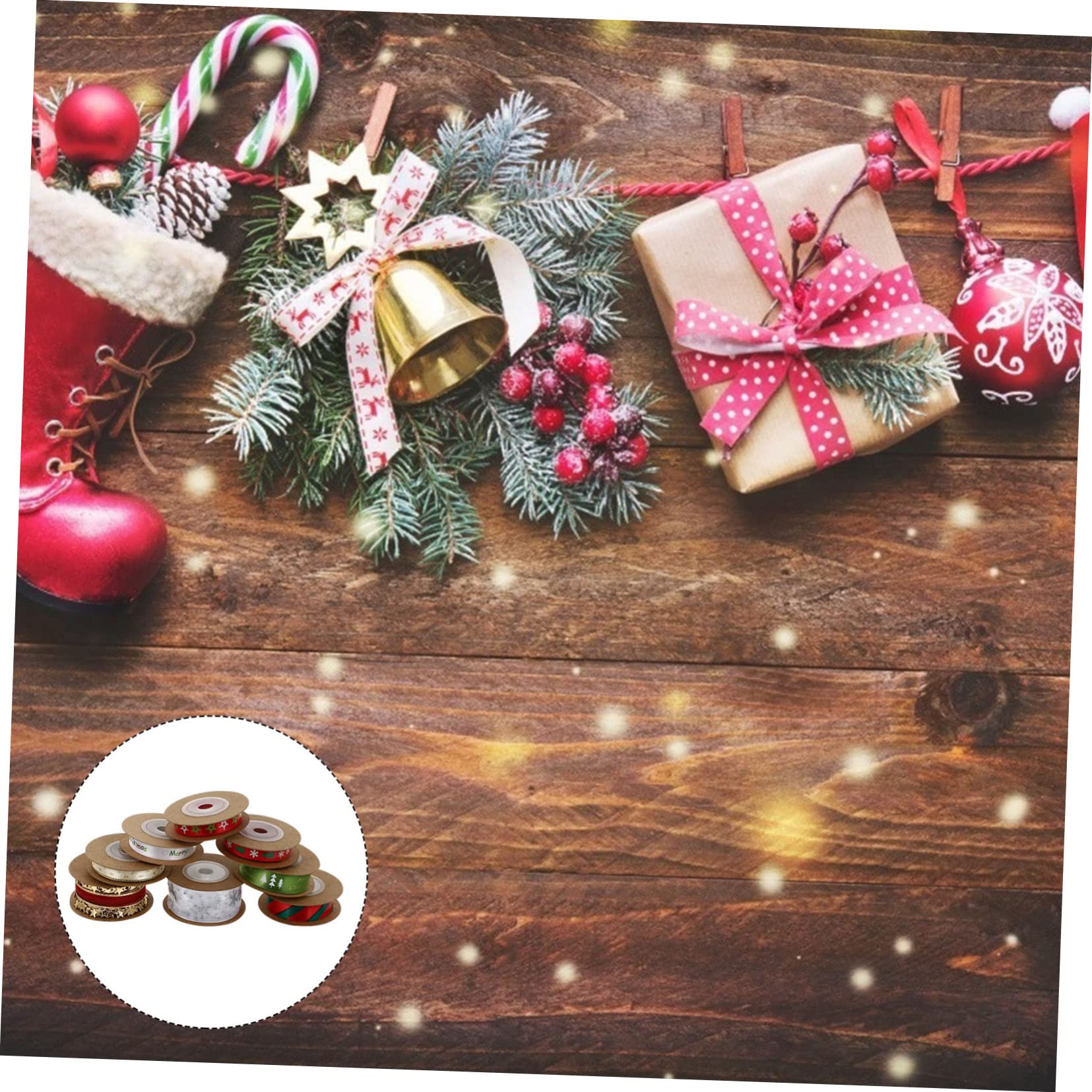 NUOBESTY Stück Rollen Weihnachtsband seidenband bändchen Party-Geschenkbänder weißes Kräuselband Weihnachtssto das Weihnachtsbänder zum Verpacken von Geschenken Weihnachten