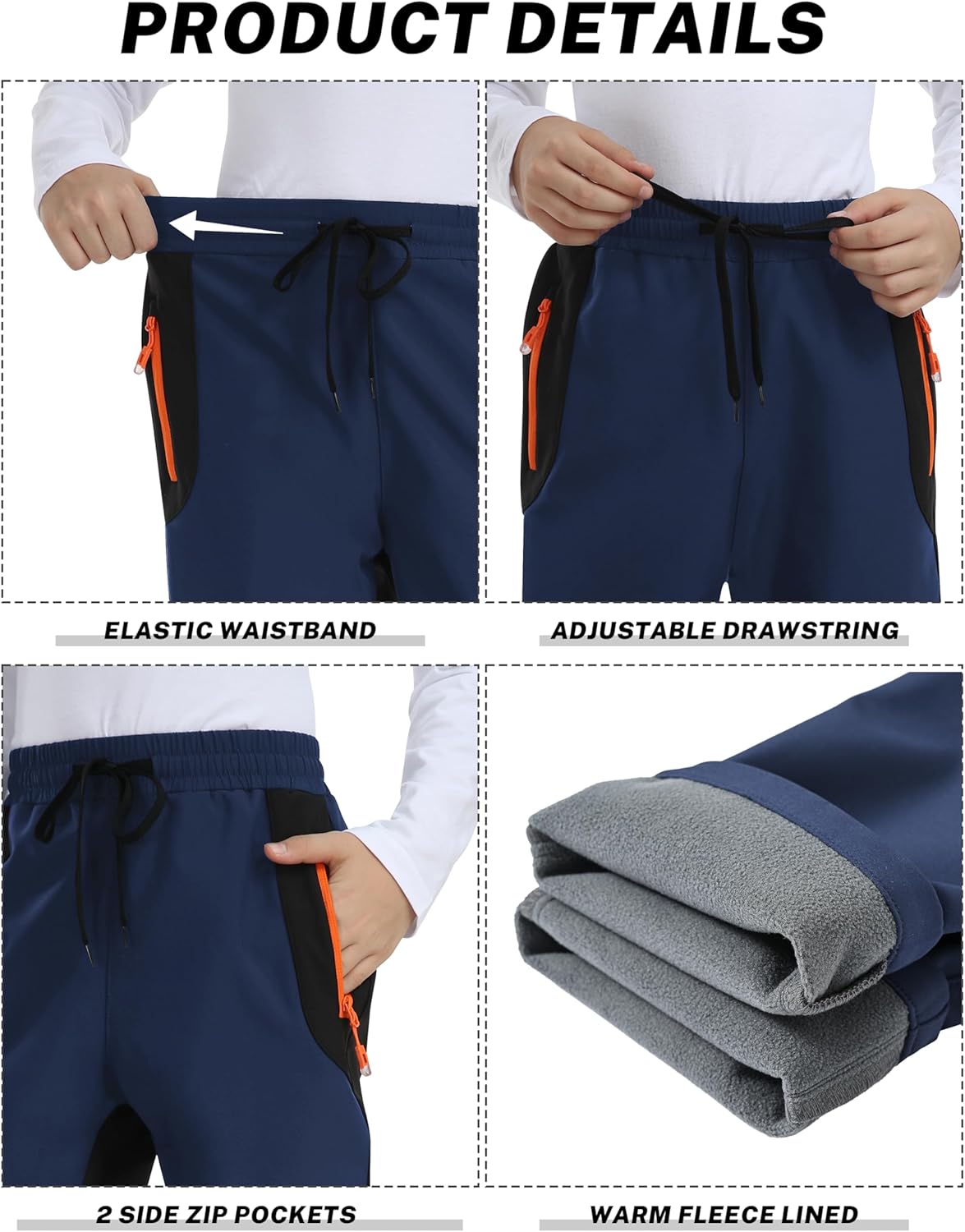 MoFiz Kids Waterproof Snow Ski Pants Kids Winter Warm Fleece Snowboard Pants Girls Elastic Waist Outdoor Hiking Pants - Image 5