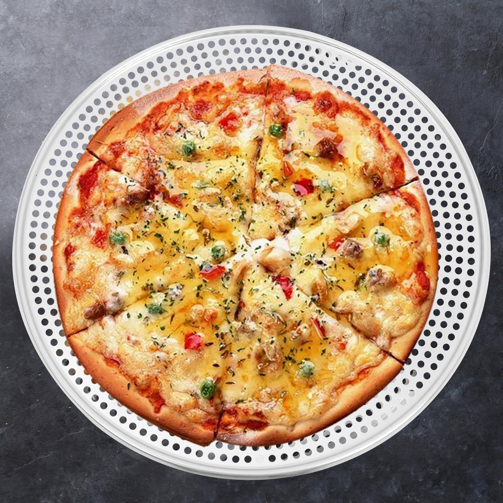 Rundes Pizzablech aus Aluminium mit Löchern für Wärmeableitung und Einfache Reinigung Multifunktionales Backblech für Zuhause und Westliche Restaurants