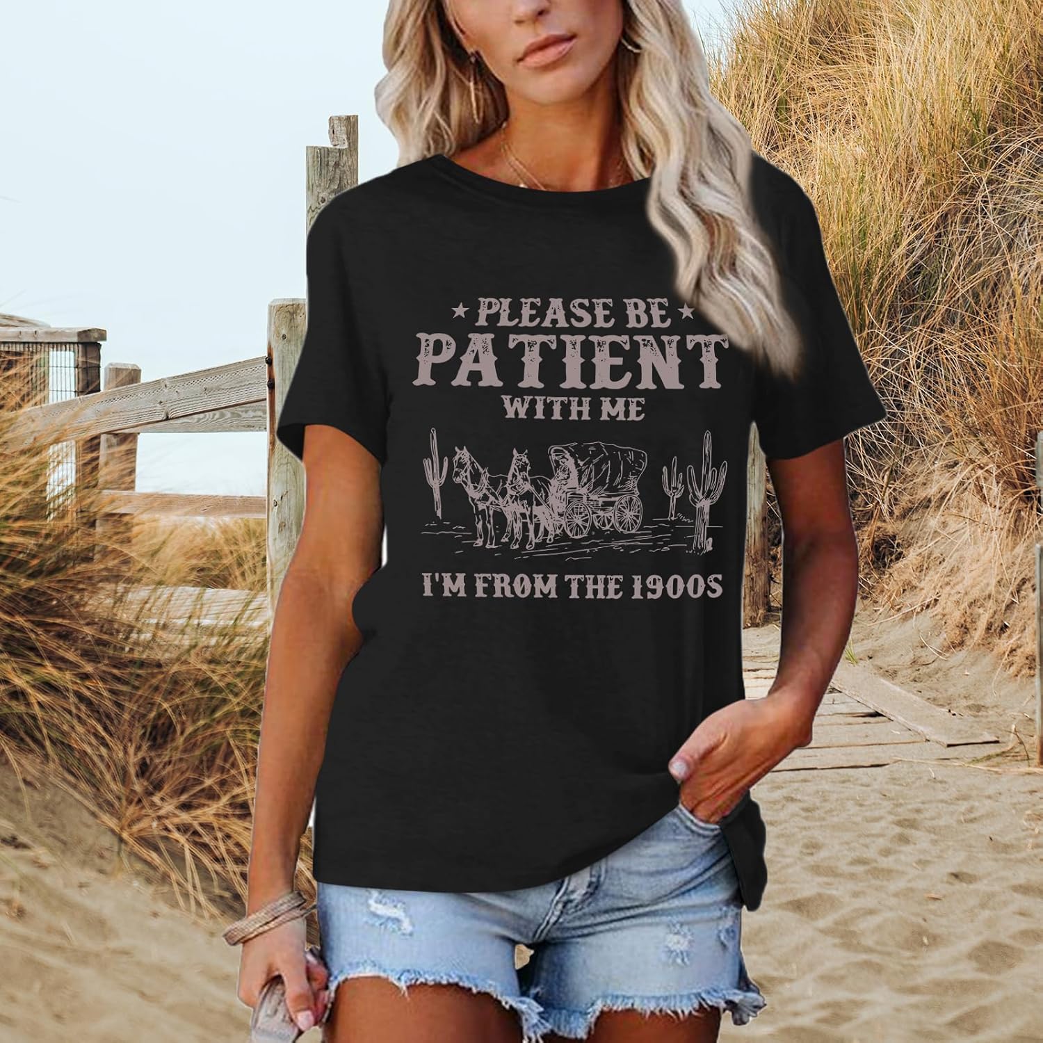 Tuislay Please Be Patient with Me Im from The 1900s Shirt 90s Country Shirts for Women Funny Graphic Tees Vintage Tshirts Top - Image 3
