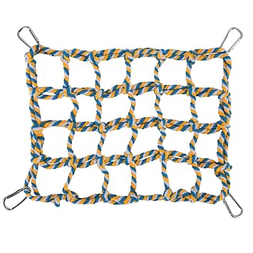 YIHIHI Pet Climbing Rope Net, Bird Climbing Rope Ladder, Sturdy Rope Bridge, Ferret Cotton Rope Net, Rat Hanging Bed Hammock Swing Ladder, Eco-Friendly 100% Organic Cotton Small Animal Habitat Decor.