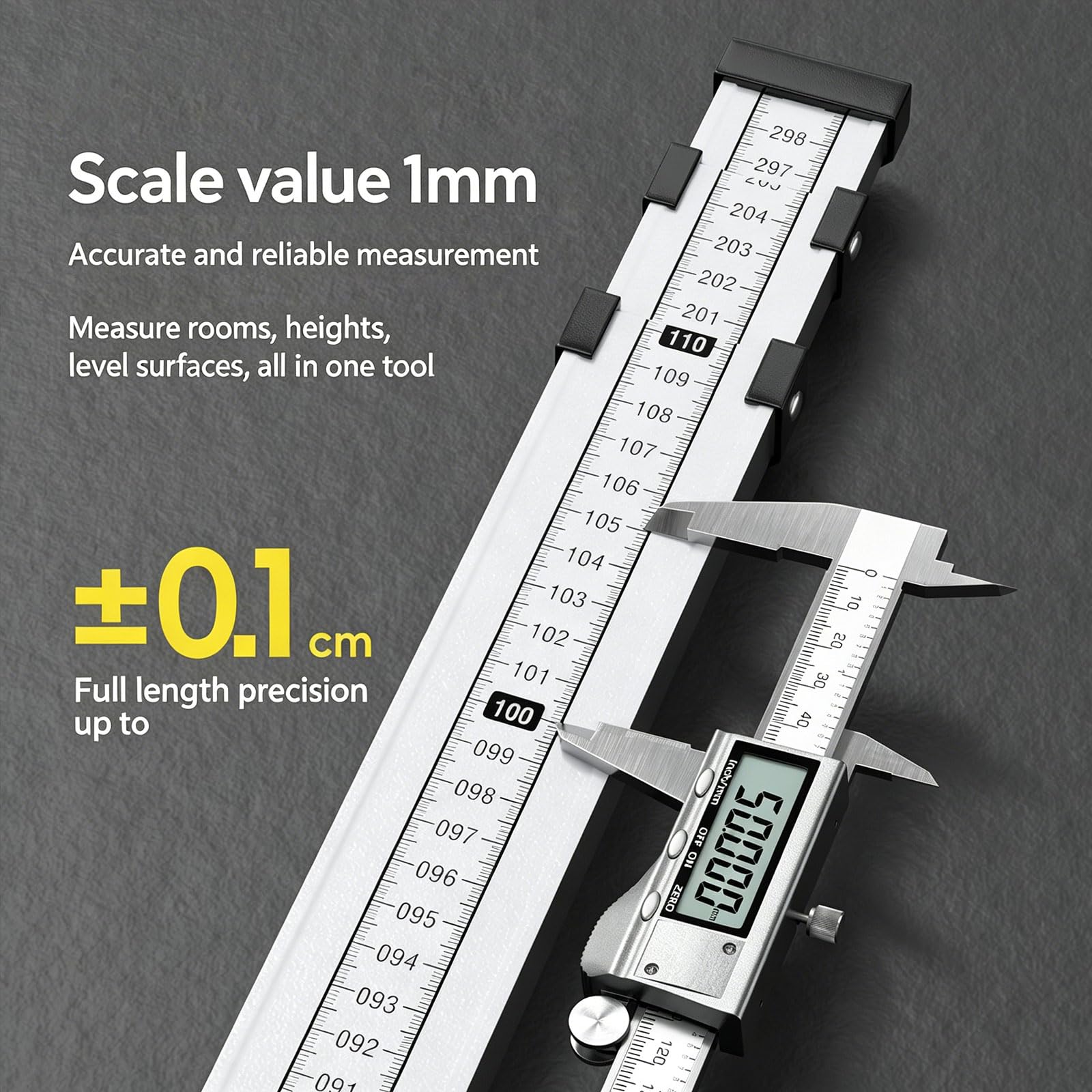 Outil de mesure en aluminium de qualité aéronautique avec portée de 1180 à 3000 mm pour entrepreneurs et bricoleurs professionnels, outil de mesure d'inspection de maison