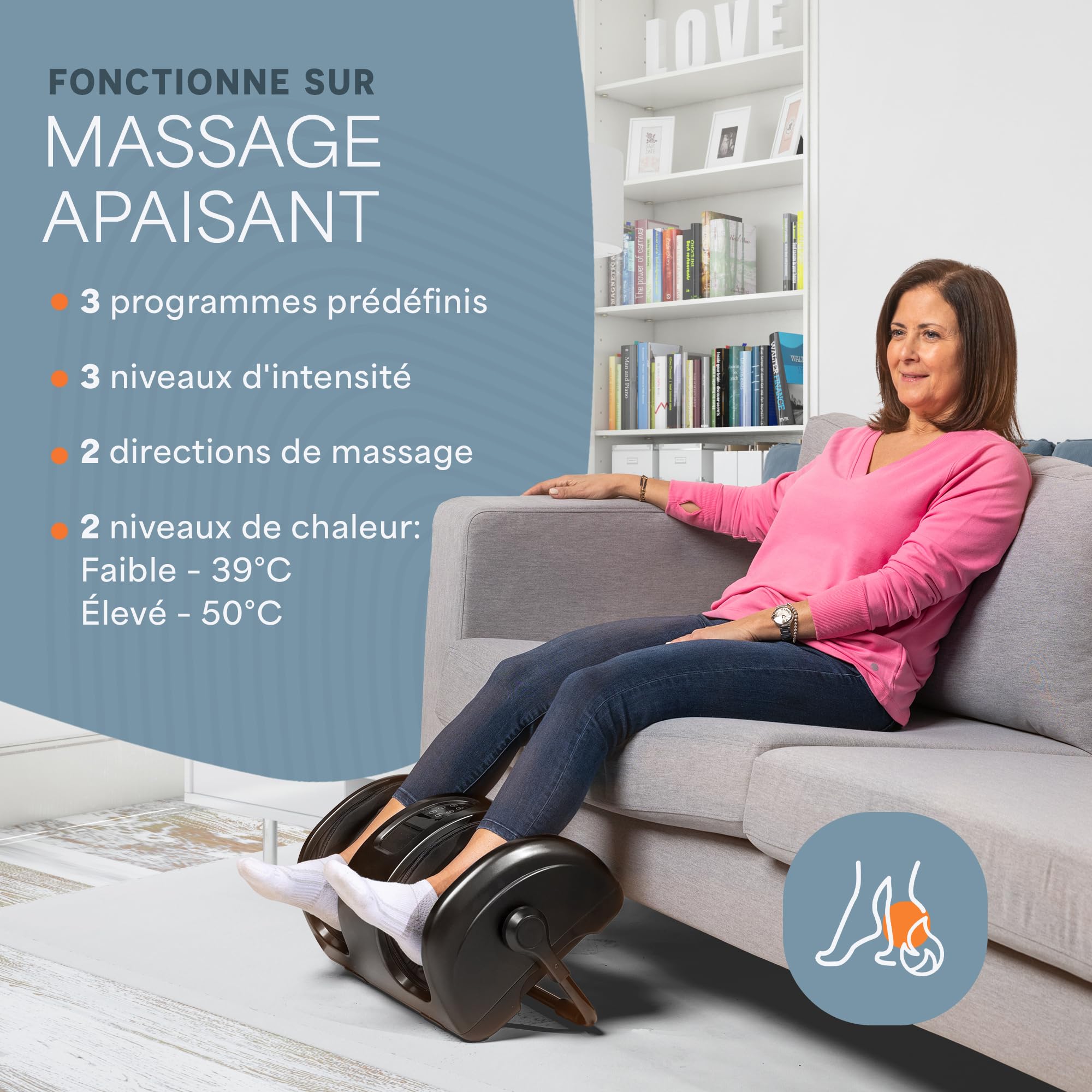 LifePro Masseur de pieds Shiatsu avec chaleur, masseur de jambes à pétrissage profond, masseur de pieds électrique pour la douleur et la circulation, livré avec un rouleau de réflexologie