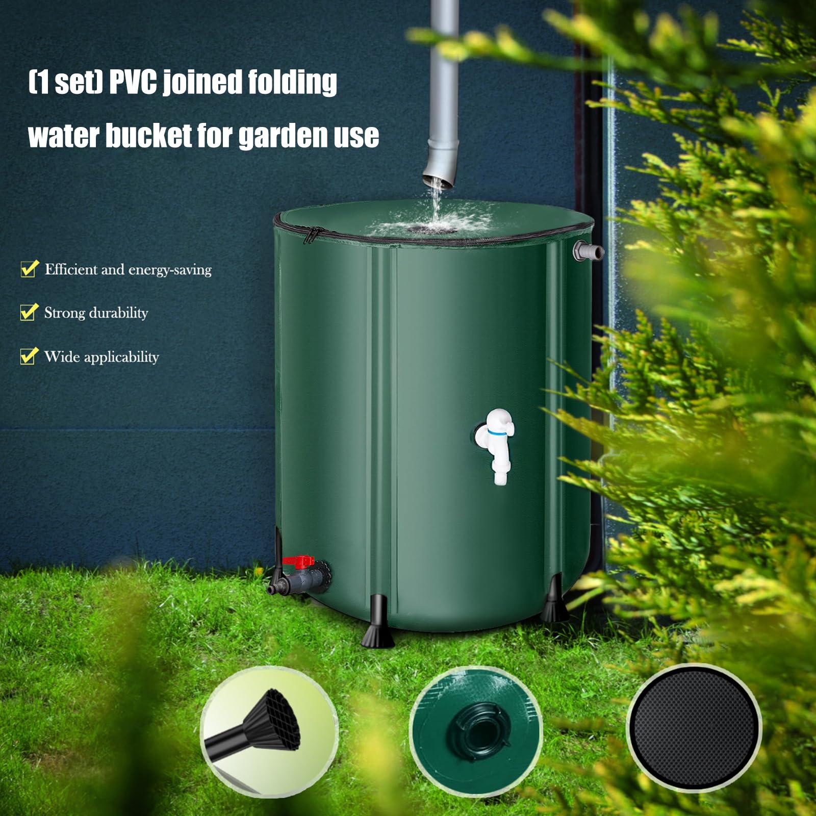 Cisterna De Recolección Agua Lluvia Gran Capacidad Cubo Plegable Reutilizable para Almacenamiento Jardín Y Hogar Cubo Recolección Lluvia