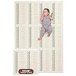 Childlike Behavior XL Baby Play Mat - 72 x 48-Inch Puzzle Play Mat with 6 Foam Floor Tiles - Interlocking Tummy Time Mats for Toddlers and Infants Playpen - Waterproof and Soft Crawling Mats - Beige