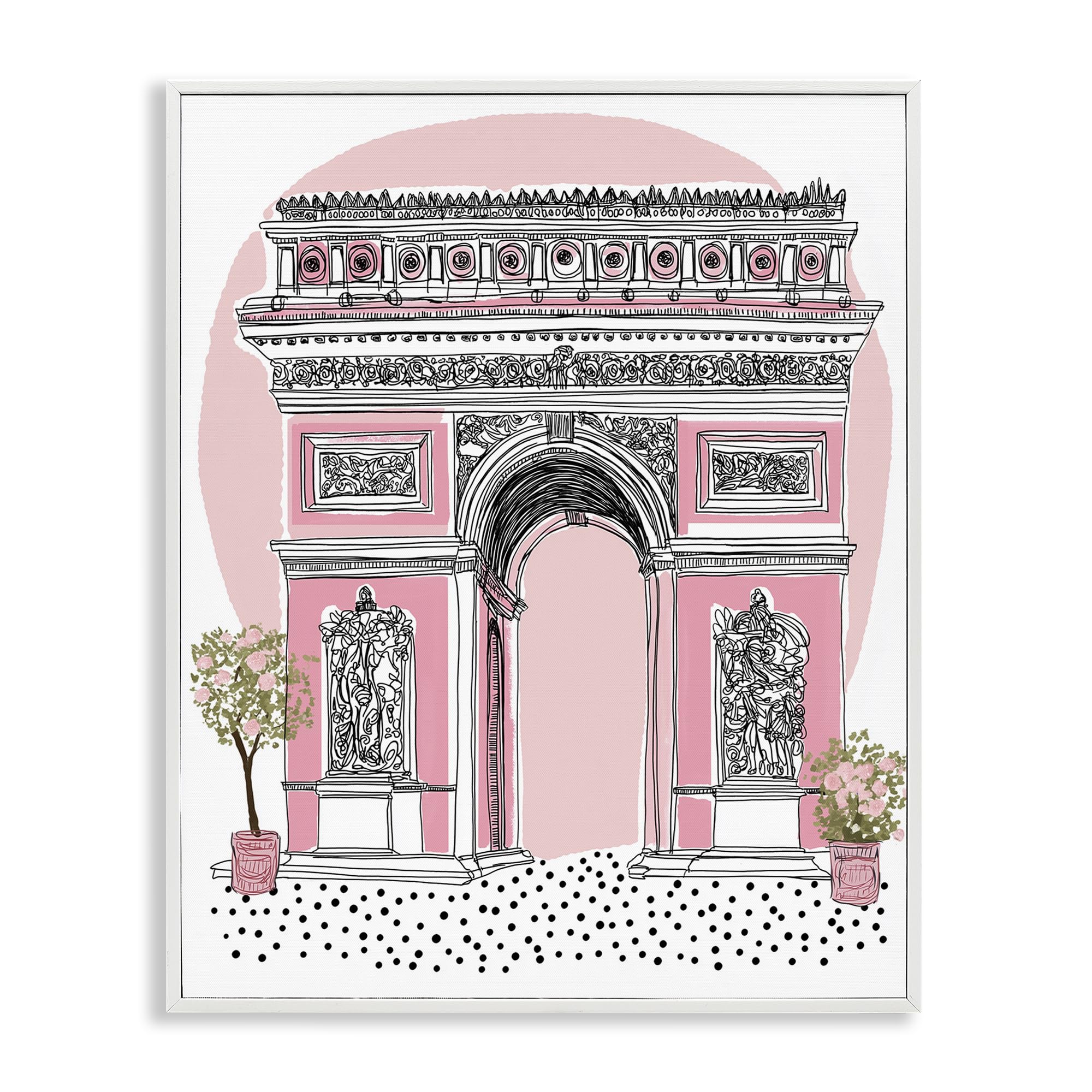 Stupell Industries Coastal White (Textured) 'Pink Neoclassical Archway', Framed Giclee Art, White, 16 X 20 Inches, Easy To Hang And Sturdy, Made In Usa, By Jess Stempel