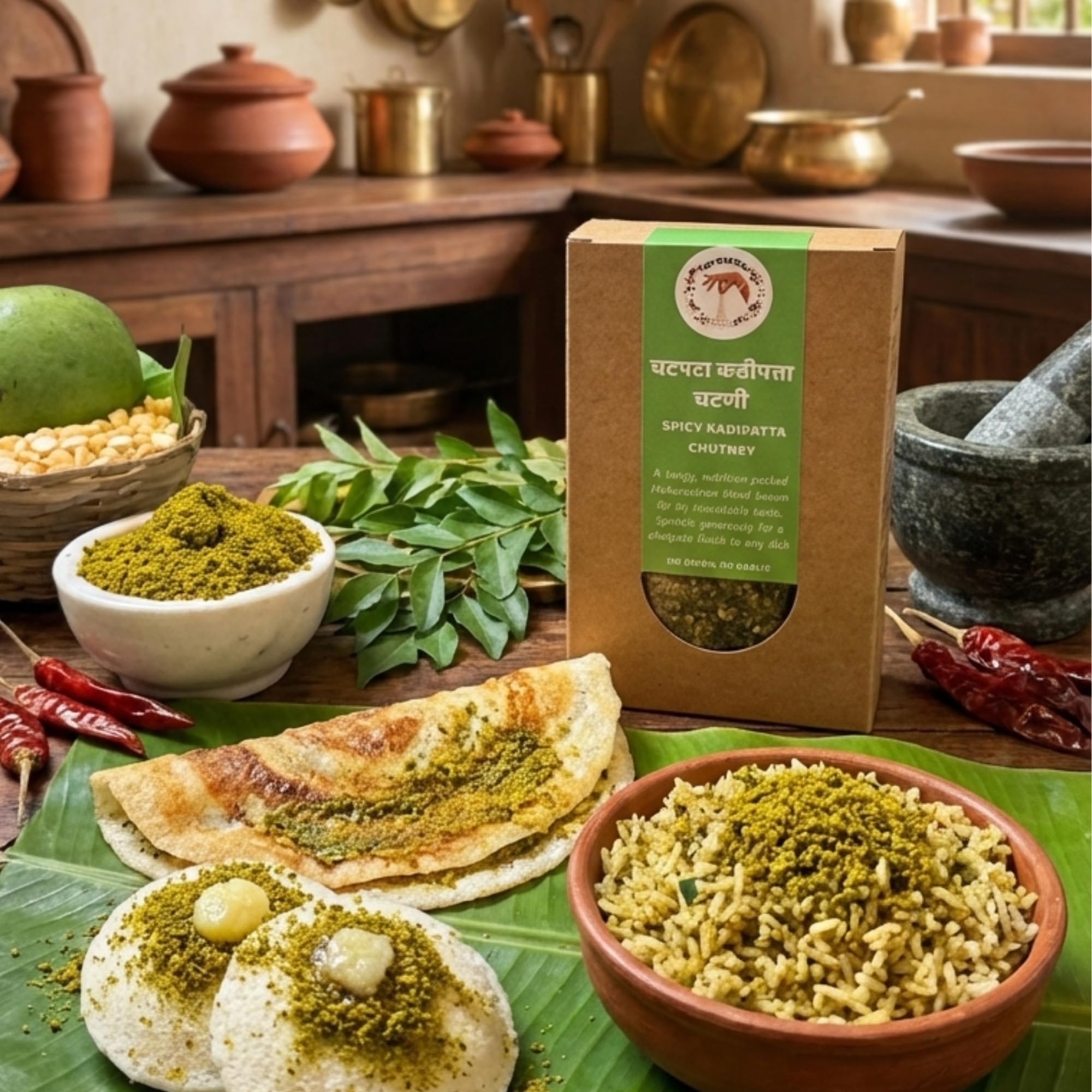 Do Chutki Curry Leaves Chutney Powder 100g (Pack of 1) | Kadipatta Chutney Podi | No Preservatives, No Added Sugar | For Idli, Dosa & Rice | Hand Pounded 2