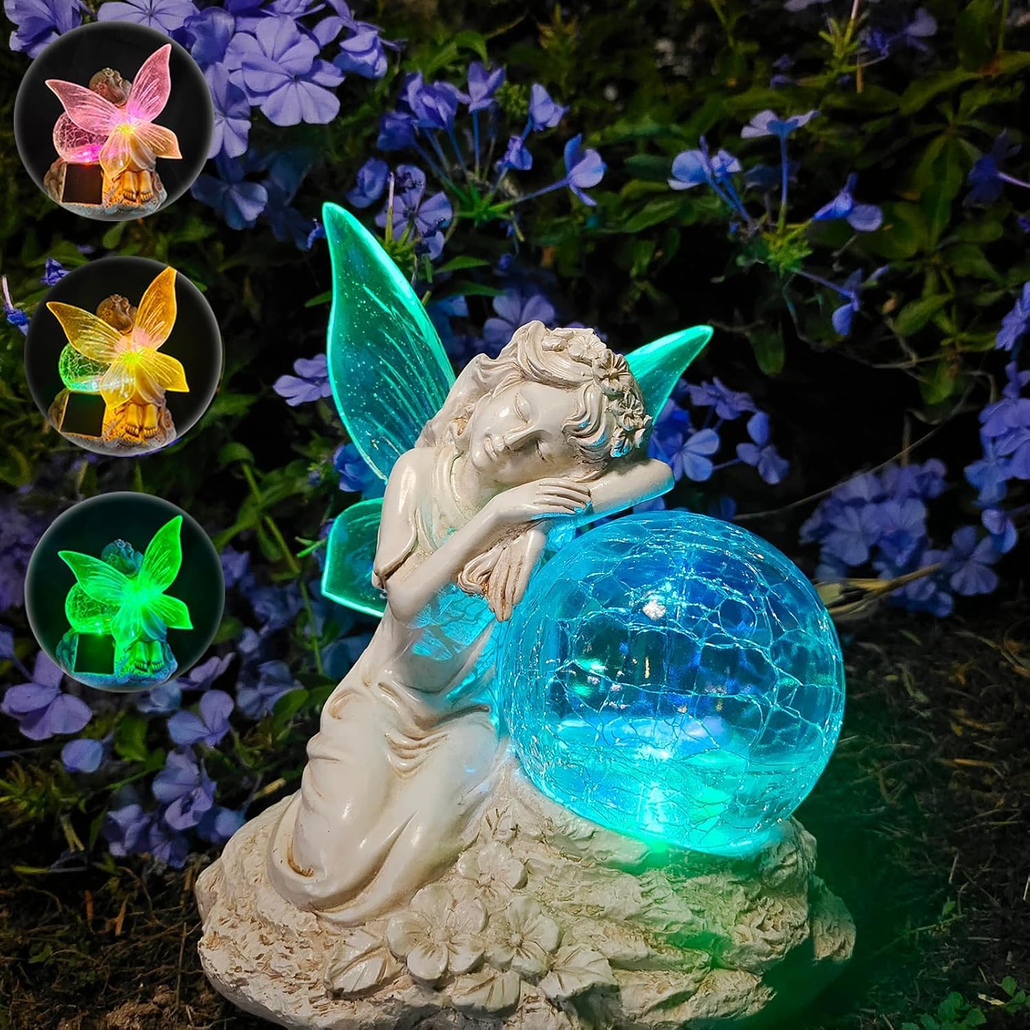 Statue d'ange avec lampes solaires Kizozo pour déco jardin