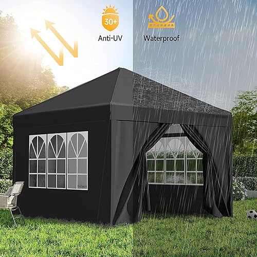 Miniatura 5 de Tienda de campaña desplegable de 10 x 10 pies con 4 paredes laterales extraíbles, tienda de campaña para 1 persona para fiestas, eventos, bodas,