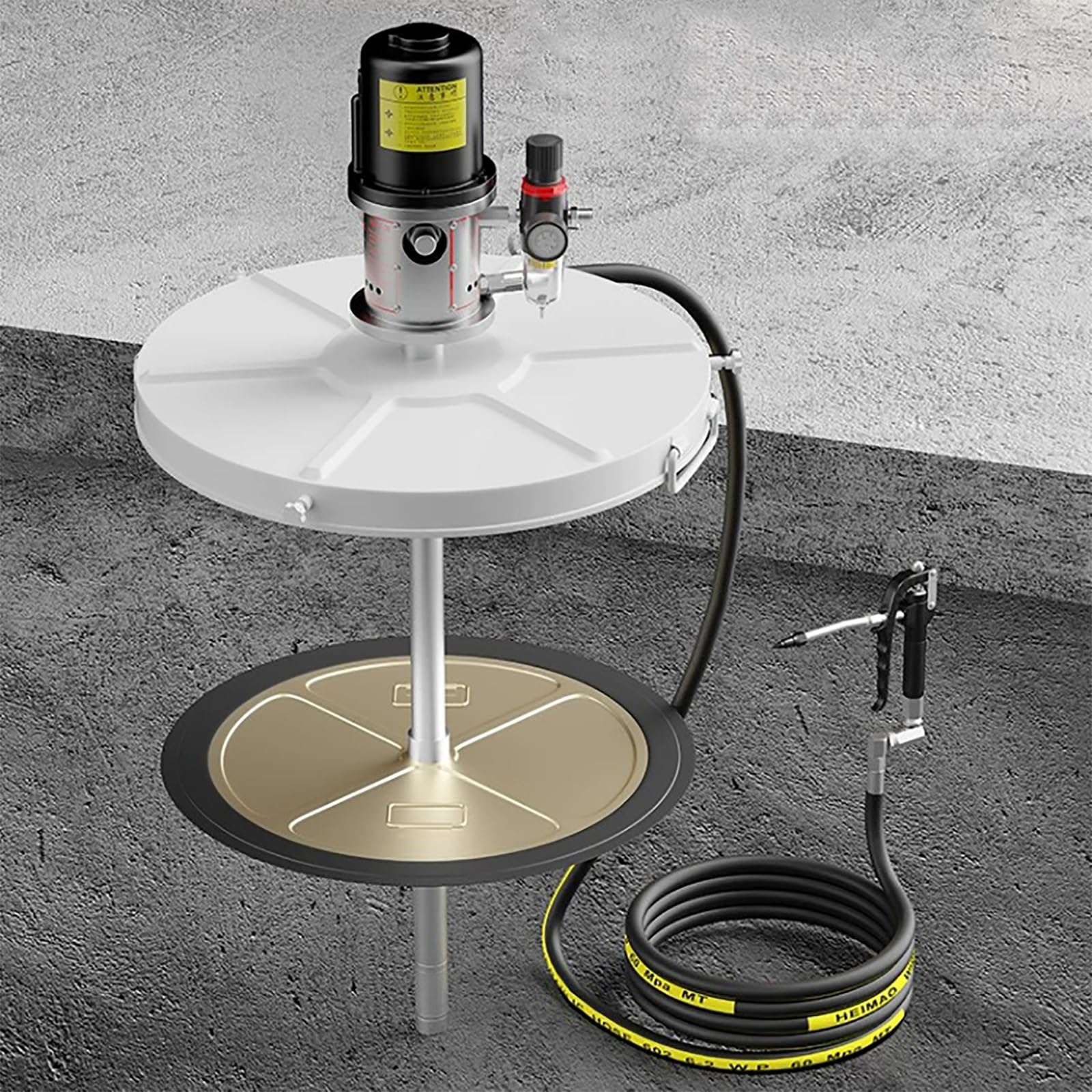 Bomba Lubricadora de Grasa Neumática de Alta Presión para Bidones | Portátil e Industrial, Relación de Presión 80:1, para Mantenimiento de Maquinaria Industrial