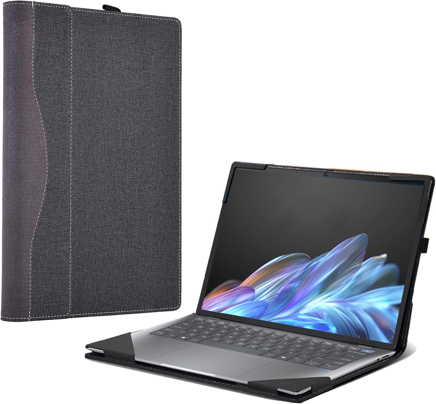 Laptop Cover for HP OmniBook X Laptop Next Gen AI PC - 14-fe0087nr |14-fe000|14-fe0097nr|14-fe0057nr|14-fe0058nr 14" PU Leather Inside Pocket Cover (Dark Gray)