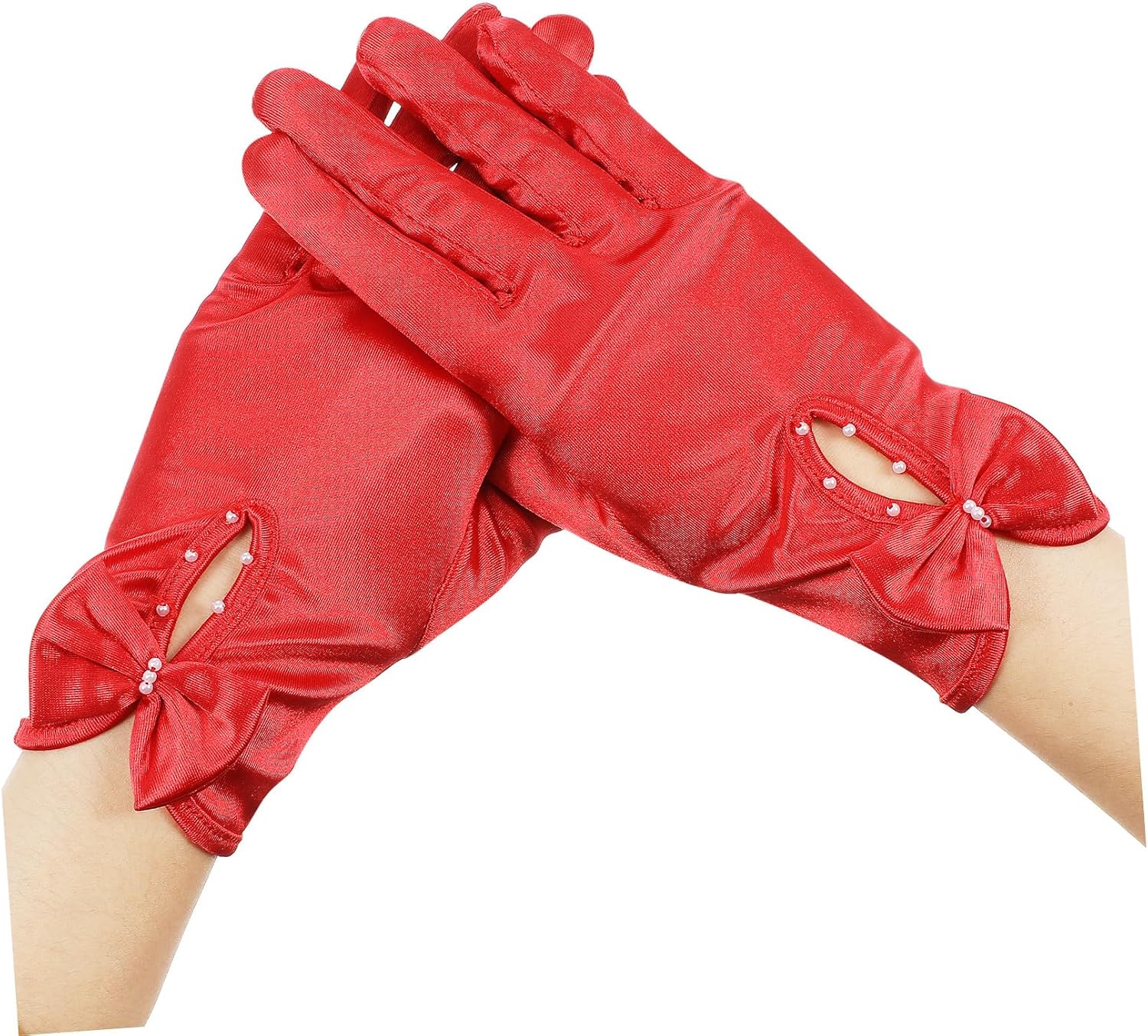 1pair Satin Bridal Gloves for Women Elegant Wrist Dress Gloves for Weddings and Formal Events Soft and Stretchy Costume Accessory for Prom and Tea Parties