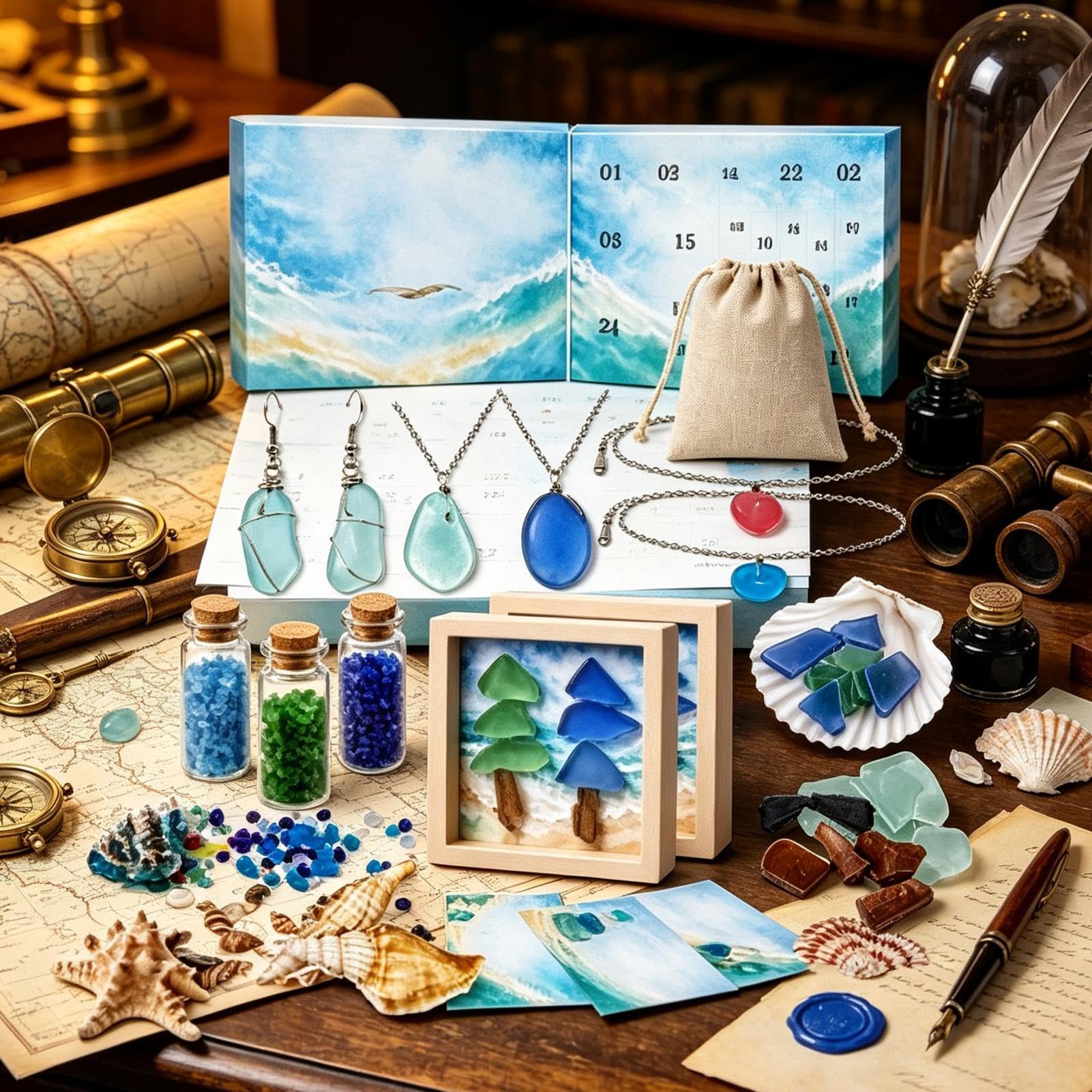 Sea Glass Calendario 'Avvento di Natale 24 giorni con conto alla