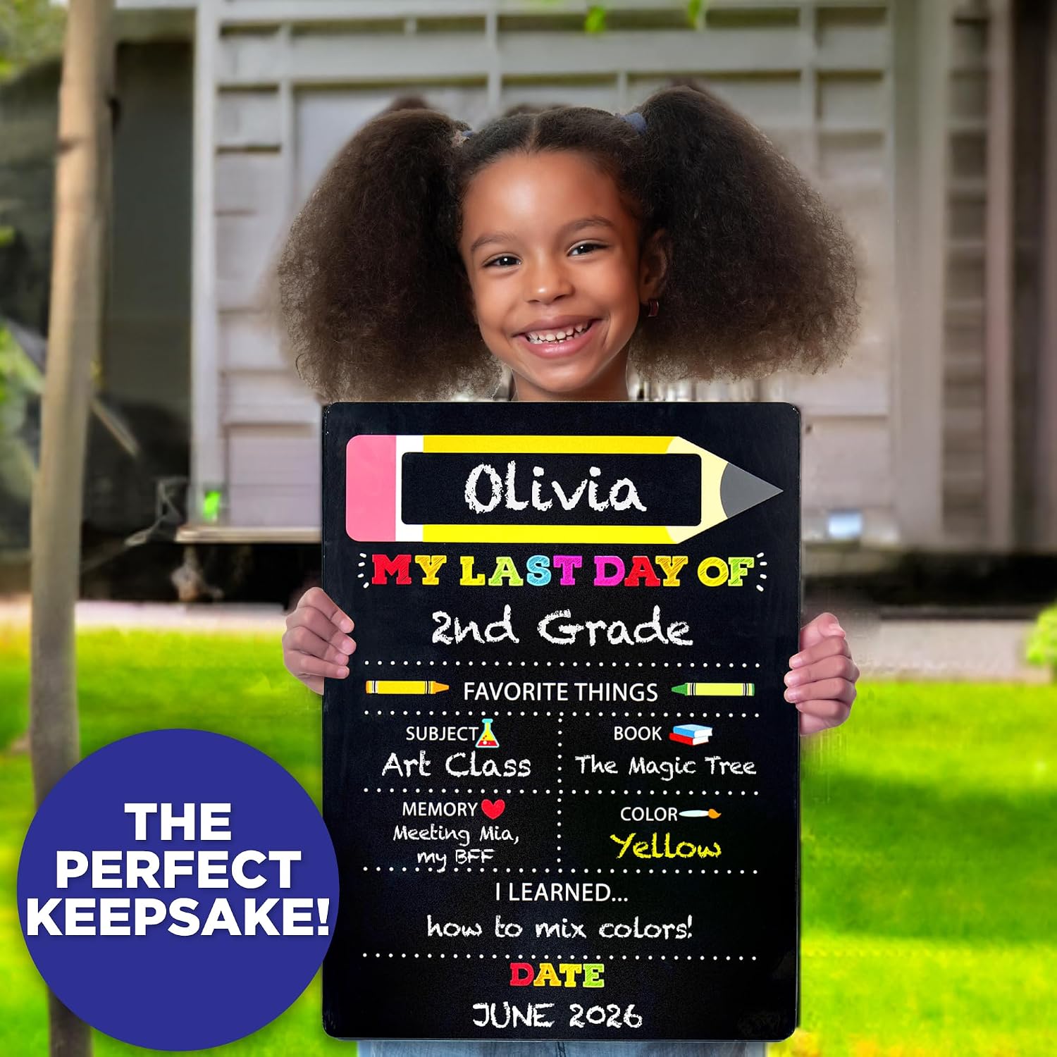 Horizon Group USA My First & Last Day of School Double-Sided Chalkboard Sign, 12 x 16