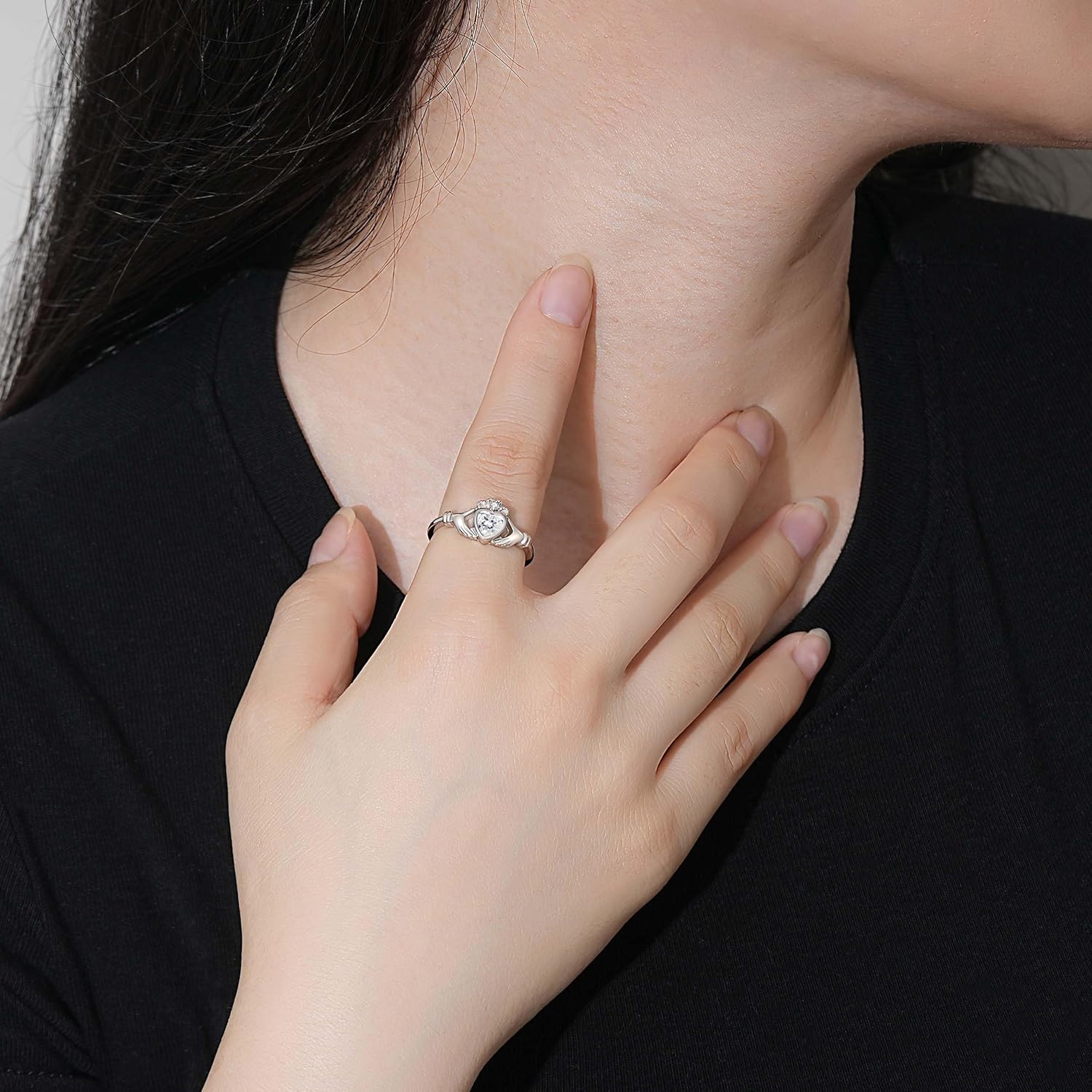 Claddagh Rings for Women: Sterling Silver Claddagh Irish Heart Ring Size 5-10 Stackable Crown Rings - Birthday Mother's Day Jewelry Gifts for Mother Daughter - Image 6