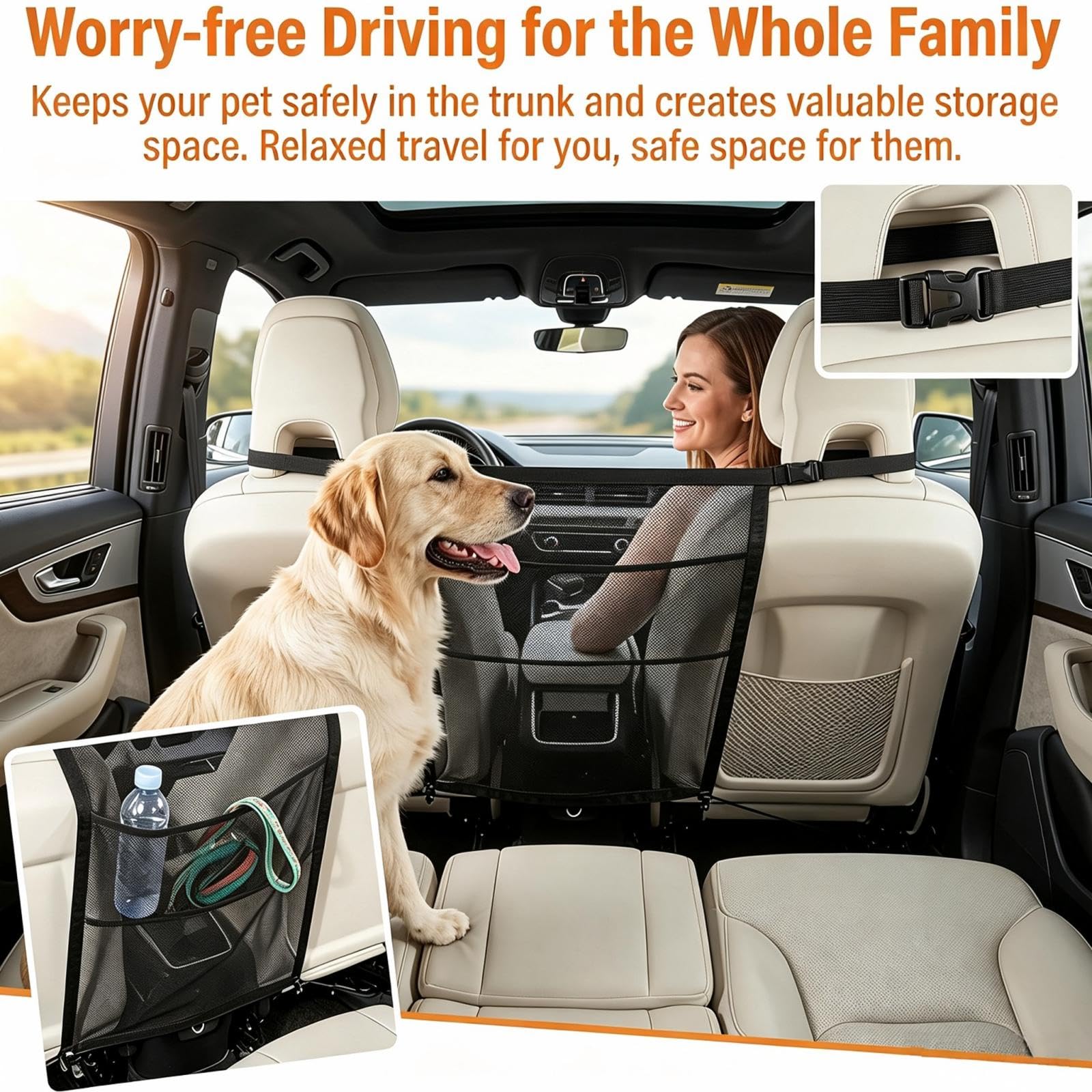 Rete per Cani per Auto per Maserati Quattroporte/Grecale/MC20 | Rete Divisoria per Cani Auto Regolabile Griglia per Cani per Auto Traspirante Barriera Sicurezza per Animali Rete