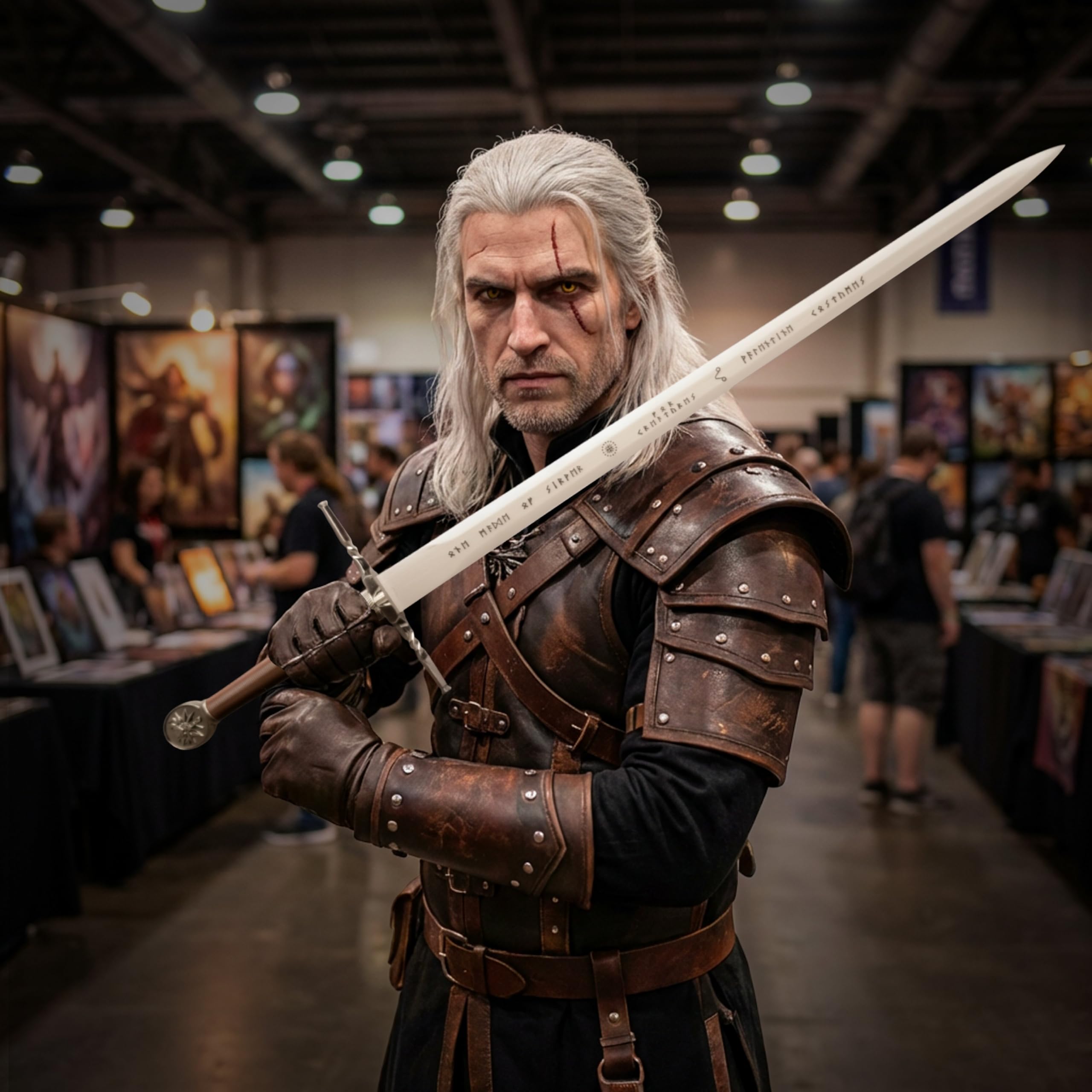 Épée Bambou Médiévale 122 cm - Inspirée par The Witcher - GN, Cosplay, Déguisement Chevalier, Décoration Murale