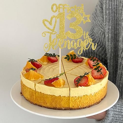 Miniatura 5 de Rsstarxi 1 paquete de 1 decoración oficial para tartas de 13 años con purpurina dorada para cumpleaños de 13 años, decoración de pastel de trece 13